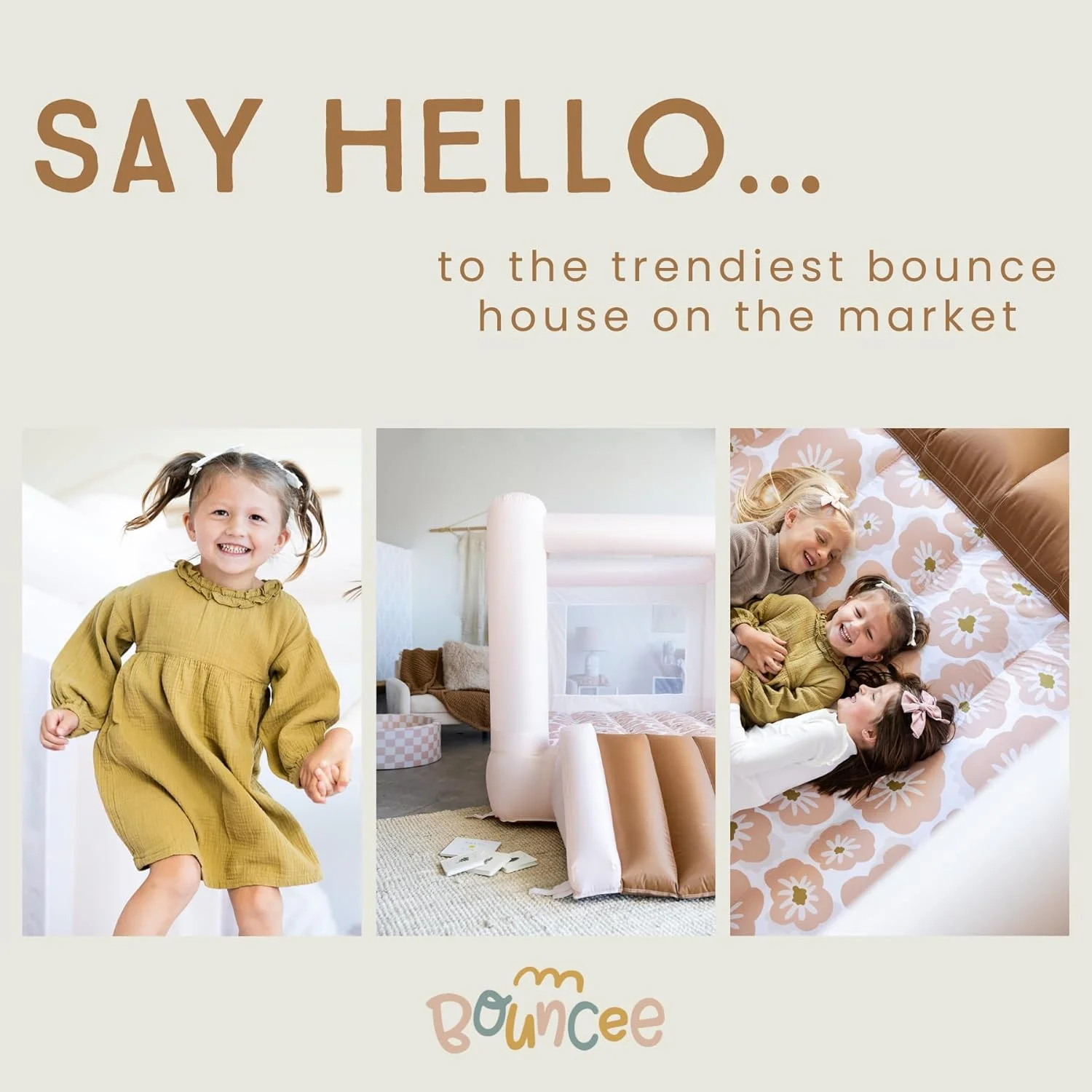 قلعه بادی جامپینگ Bouncee با سرسره - جامپر بادی ۸x۸ فوت برای کودکان، نوپایان، زمین بازی کودکان با دمنده، میخ، کیت تعمیر و کیف نگهداری - جامپینگ های بادی