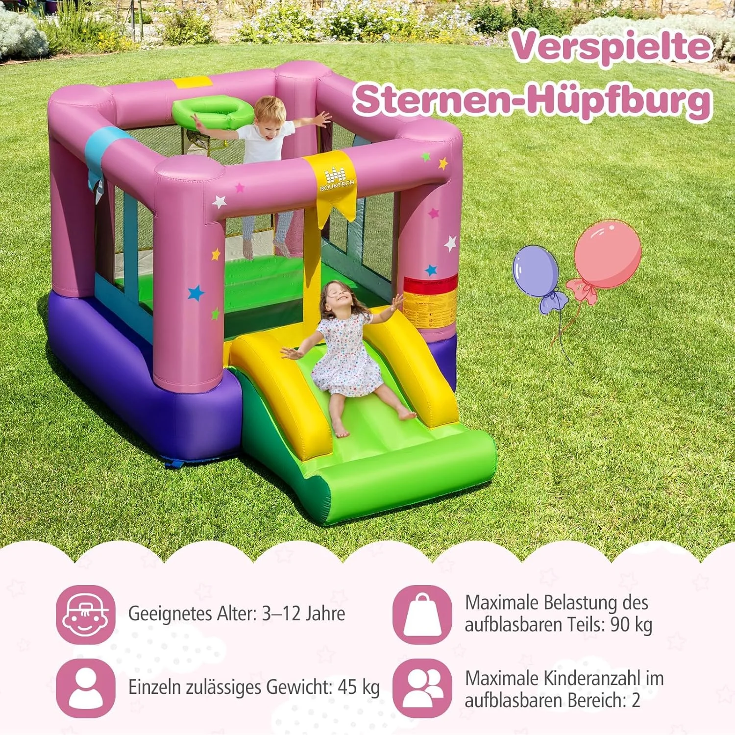 قلعه بادی فنتاستیک، محوطه پرش و حلقه بسکتبال، قلعه بادی با سرسره، خانه پرش برای استفاده در داخل و خارج از منزل، 240 x 174 x 143 سانتی متر قلعه بادی فنتاستیک، محوطه پرش و حلقه بسکتبال، قلعه بادی با سرسره، خانه پرش برای استفاده در داخل و خارج از منزل، 240 x 174 x 143 سانتی متر