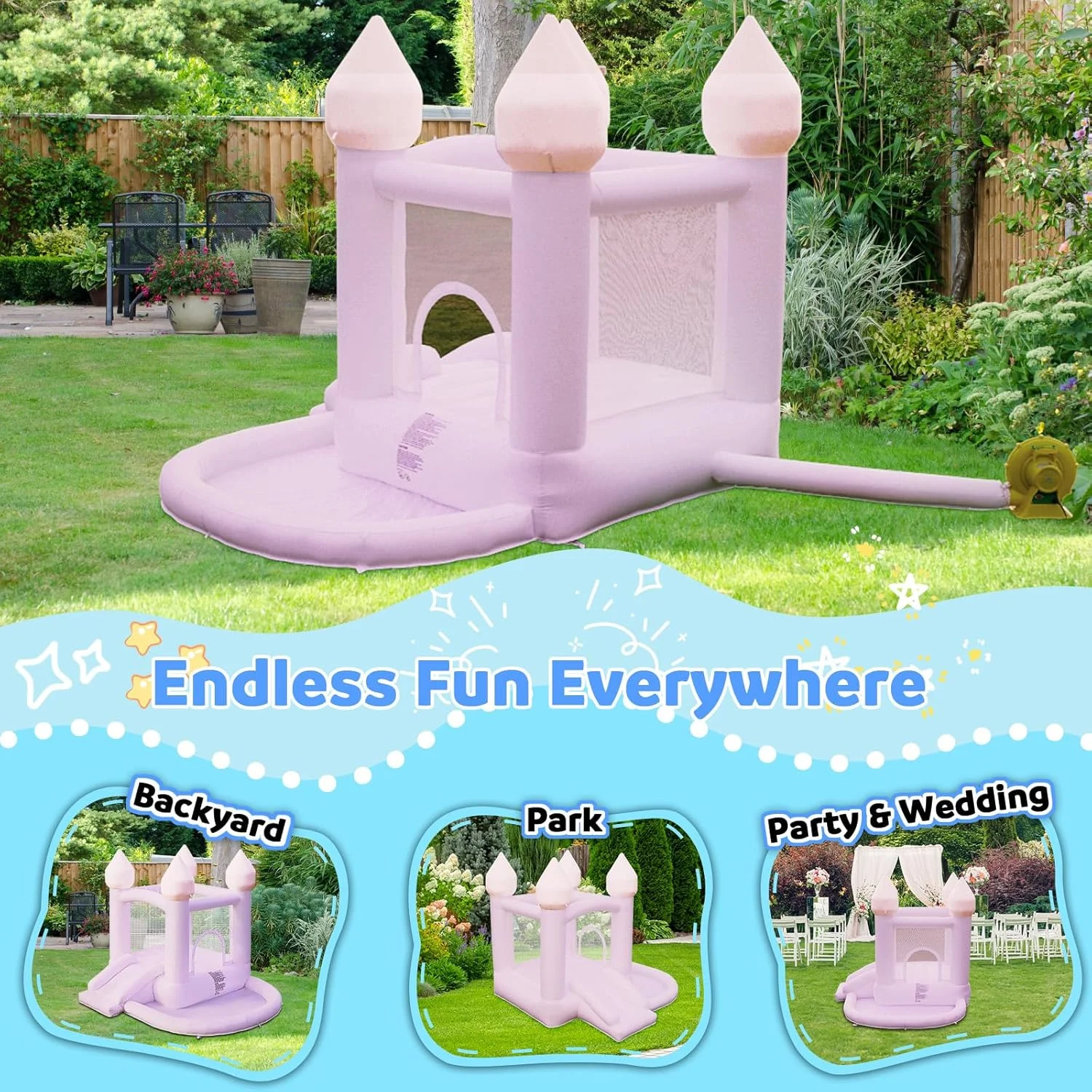 قلعه بادی بنفش FOOING، قلعه بادی با دمنده هوا، قلعه بادی جامپینگ با استخر توپ برای مهمانی، عروسی، حیاط خلوت، نصب آسان، ایمن برای خانواده قلعه بادی بنفش FOOING، قلعه بادی با دمنده هوا، قلعه بادی جامپینگ با استخر توپ برای مهمانی، عروسی، حیاط خلوت، نصب آسان، ایمن برای خانواده