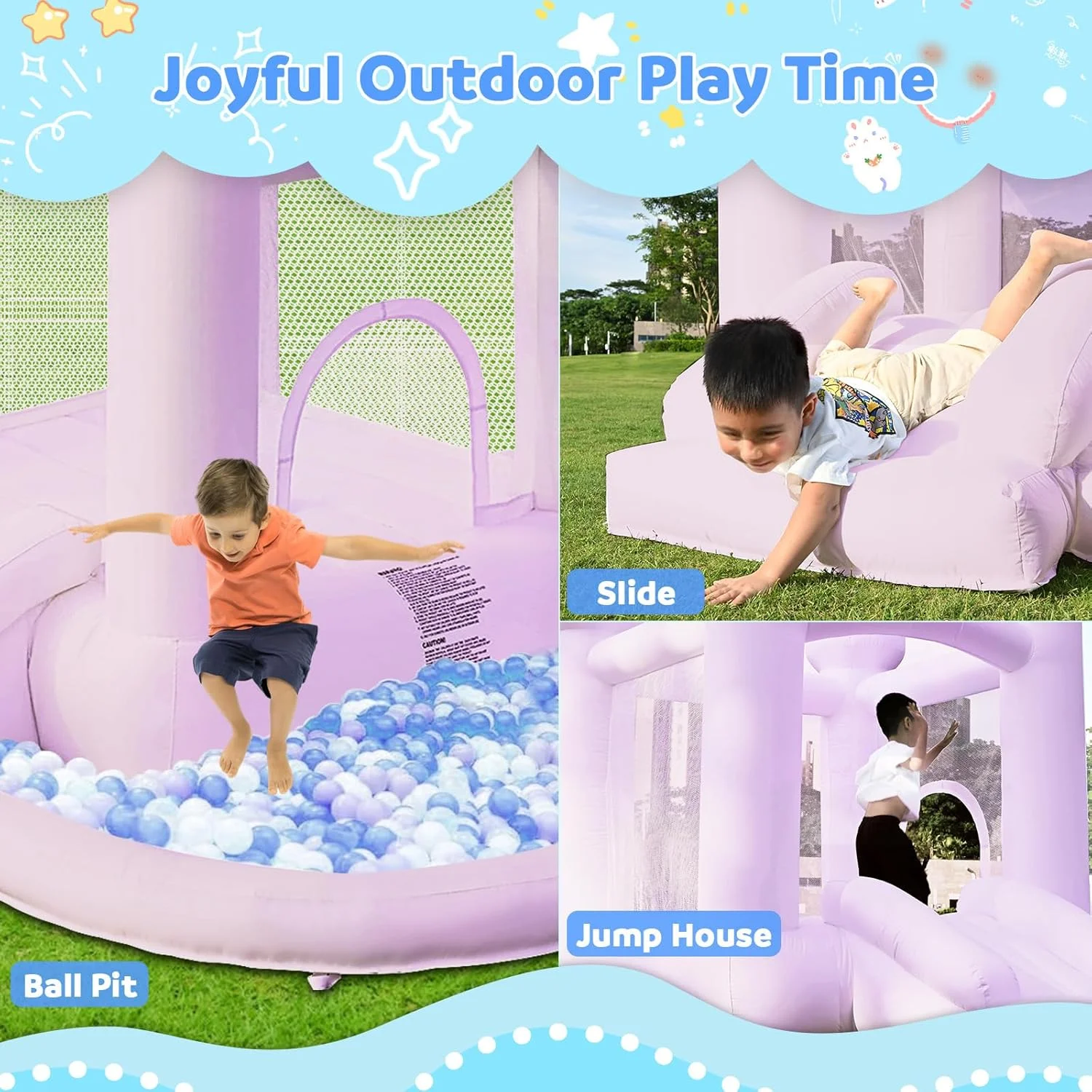 قلعه بادی بنفش FOOING، قلعه بادی با دمنده هوا، قلعه بادی جامپینگ با استخر توپ برای مهمانی، عروسی، حیاط خلوت، نصب آسان، ایمن برای خانواده قلعه بادی بنفش FOOING، قلعه بادی با دمنده هوا، قلعه بادی جامپینگ با استخر توپ برای مهمانی، عروسی، حیاط خلوت، نصب آسان، ایمن برای خانواده