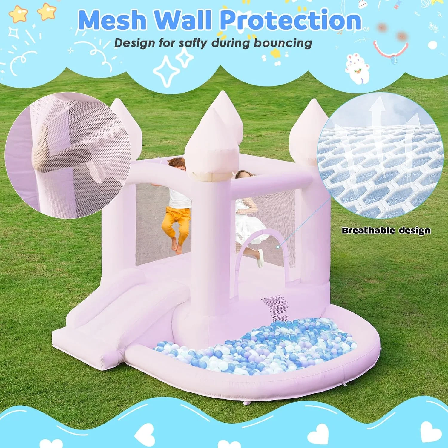 قلعه بادی بنفش FOOING، قلعه بادی با دمنده هوا، قلعه بادی جامپینگ با استخر توپ برای مهمانی، عروسی، حیاط خلوت، نصب آسان، ایمن برای خانواده قلعه بادی بنفش FOOING، قلعه بادی با دمنده هوا، قلعه بادی جامپینگ با استخر توپ برای مهمانی، عروسی، حیاط خلوت، نصب آسان، ایمن برای خانواده