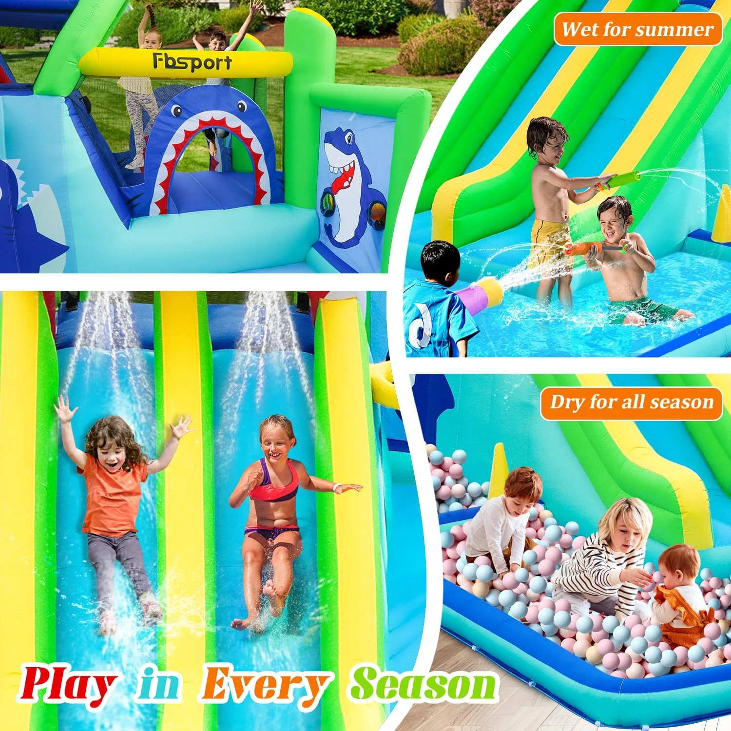 پارک سرسره آبی بادی FBSPORT، قلعه جامپینگ با سرسره دوتایی به همراه پمپ هوا 550 واتی، دیوار صخره نوردی، محوطه پرش، حلقه پرتاب، بسکتبال، محوطه آب پاشی، خانه بادی برای حیاط خلوت و فضای باز پارک سرسره آبی بادی FBSPORT، قلعه جامپینگ با سرسره دوتایی به همراه پمپ هوا 550 واتی، دیوار صخره نوردی، محوطه پرش، حلقه پرتاب، بسکتبال، محوطه آب پاشی، خانه بادی برای حیاط خلوت و فضای باز