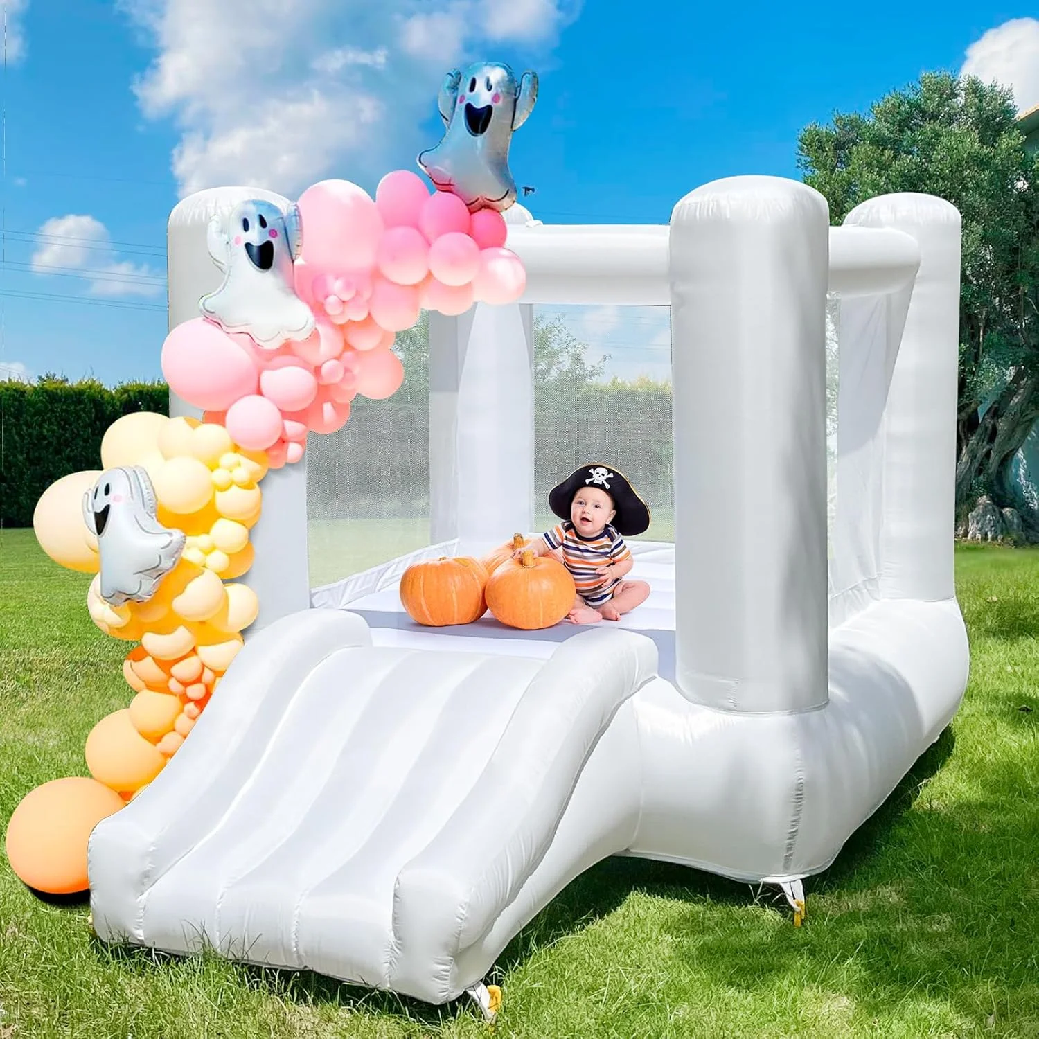 قلعه بادی سفید برای کودکان ۲ تا ۸ سال، مناسب فضای داخلی و خارجی، قلعه بادی آکسفورد با سرسره و دمنده، ۲۶۱x۱۸۰x۲۲۸ سانتی متر، هدیه تولد برای هالووین و کریسمس قلعه بادی سفید برای کودکان ۲ تا ۸ سال، مناسب فضای داخلی و خارجی، قلعه بادی آکسفورد با سرسره و دمنده، ۲۶۱x۱۸۰x۲۲۸ سانتی متر، هدیه تولد برای هالووین و کریسمس