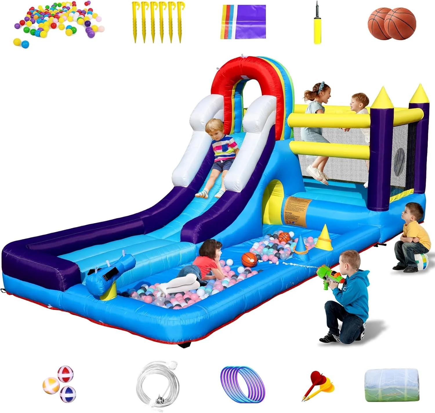 قلعه بادی سرسره دار، قلعه بادی 4.8 متری با دمنده برای کودکان، جامپینگ بادی با سرسره، دیوار صخره نوردی، موانع، ترامپولین، استخر توپ، مناسب برای مهمانی حیاط خلوت قلعه بادی سرسره دار، قلعه بادی 4.8 متری با دمنده برای کودکان، جامپینگ بادی با سرسره، دیوار صخره نوردی، موانع، ترامپولین، استخر توپ، مناسب برای مهمانی حیاط خلوت