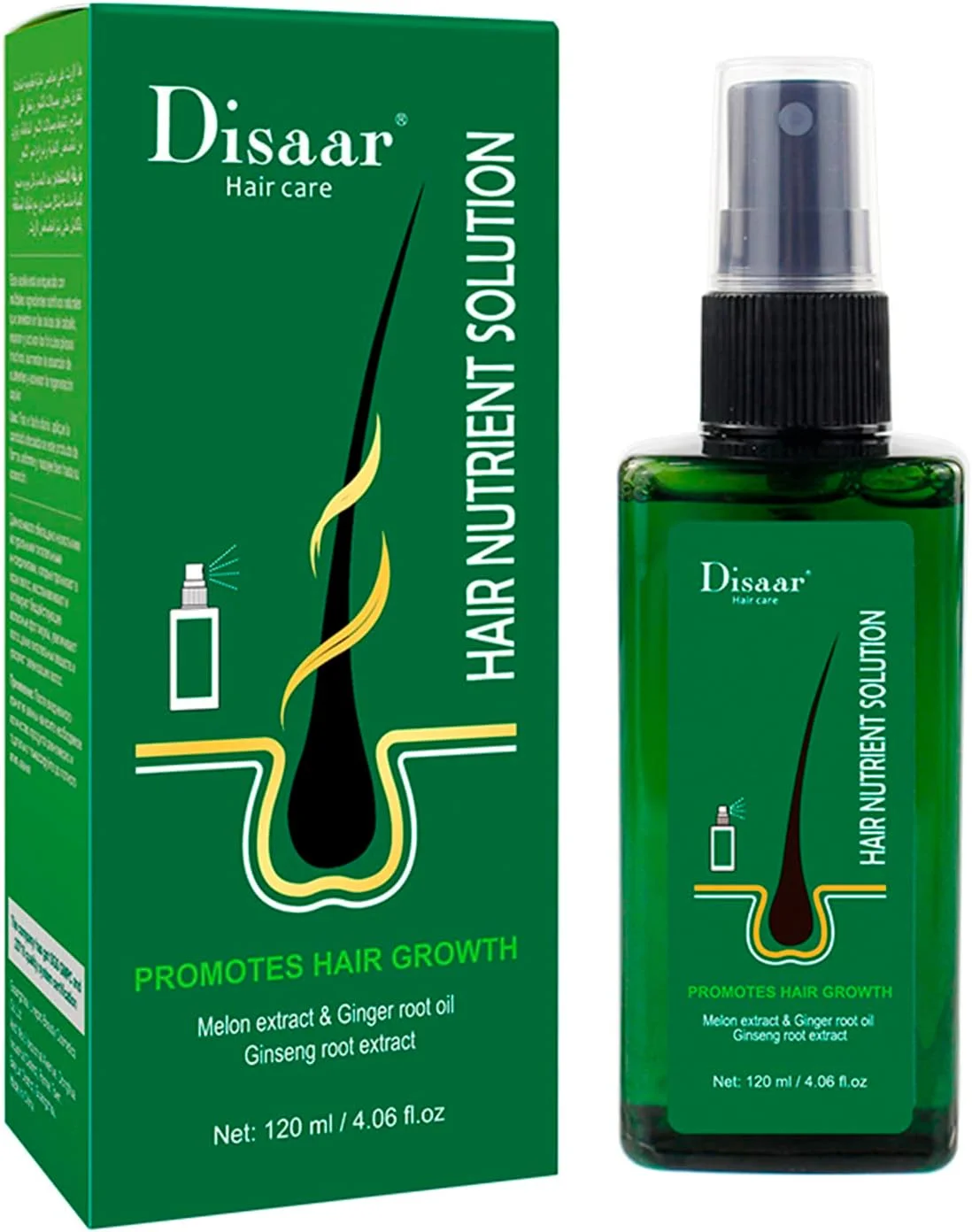 اسپری محلول روغن رشد مو زنجبیلی دیسار بیوتی، مغذی و ترمیم کننده طبیعی ریشه فولیکول مو، حاوی عصاره خربزه و عصاره ریشه جینسینگ، 120 میلی لیتر