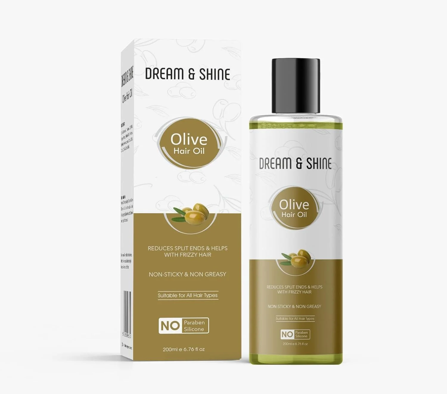 روغن موی زیتون دریم اند شاین، 200 میلی لیتر، غیر چسبنده و غیر چرب، درمان موخوره، مناسب برای انواع مو