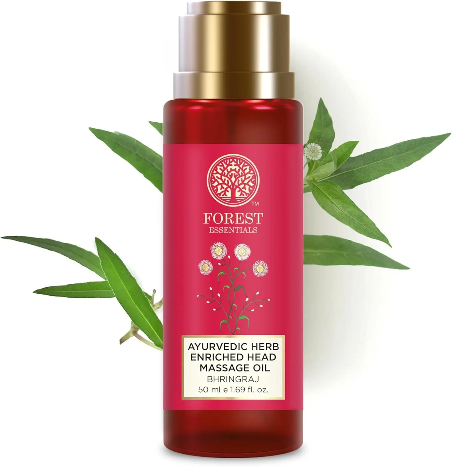 روغن ماساژ سر گیاهی غنی شده با گیاهان آیورودا Forest Essentials، سایز مسافرتی بهرینگراج | برای کنترل شوره سر و ریزش مو | روغن مغذی برای رشد موی سالم | فاقد پارابن | روغن مو برای زنان و مردان | 50 میلی لیتر