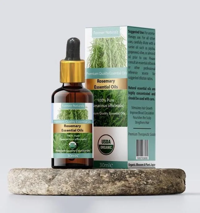 روغن رزماری ارگانیک برای رشد مو، بهترین برای ریزش و نازک شدن مو - روغن رزماری برای پوست و ناخن، روغن آروماتراپی طراوت بخش برای دیفیوزر، 30 میلی لیتر
