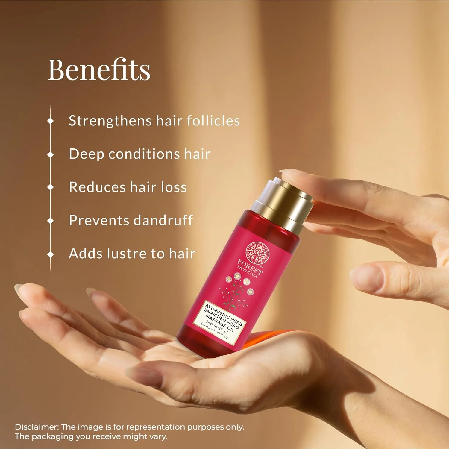 روغن ماساژ سر گیاهی غنی شده با گیاهان آیورودا Forest Essentials، سایز مسافرتی بهرینگراج | برای کنترل شوره سر و ریزش مو | روغن مغذی برای رشد موی سالم | فاقد پارابن | روغن مو برای زنان و مردان | 50 میلی لیتر