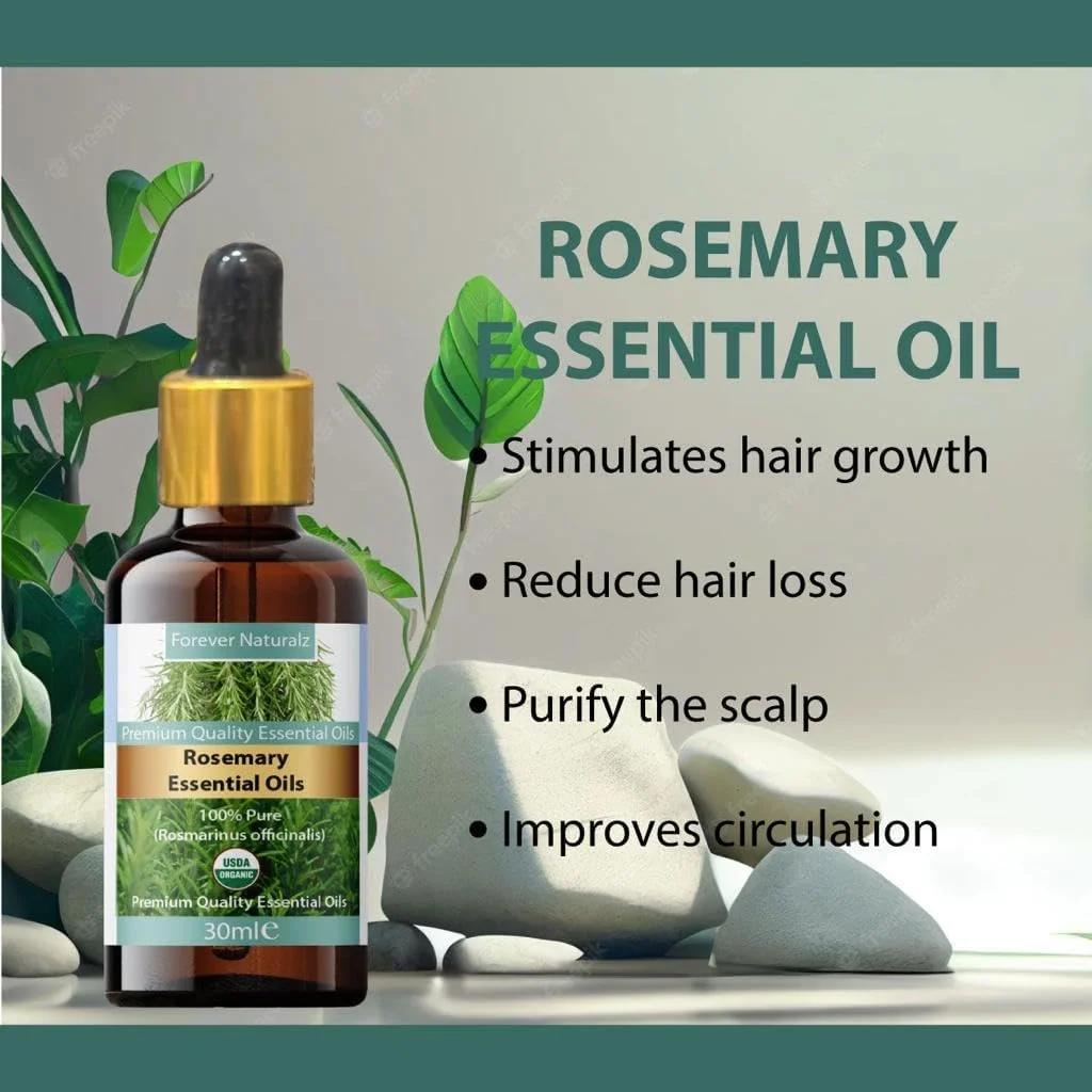 روغن رزماری ارگانیک برای رشد مو، بهترین برای ریزش و نازک شدن مو - روغن رزماری برای پوست و ناخن، روغن آروماتراپی طراوت بخش برای دیفیوزر، 30 میلی لیتر