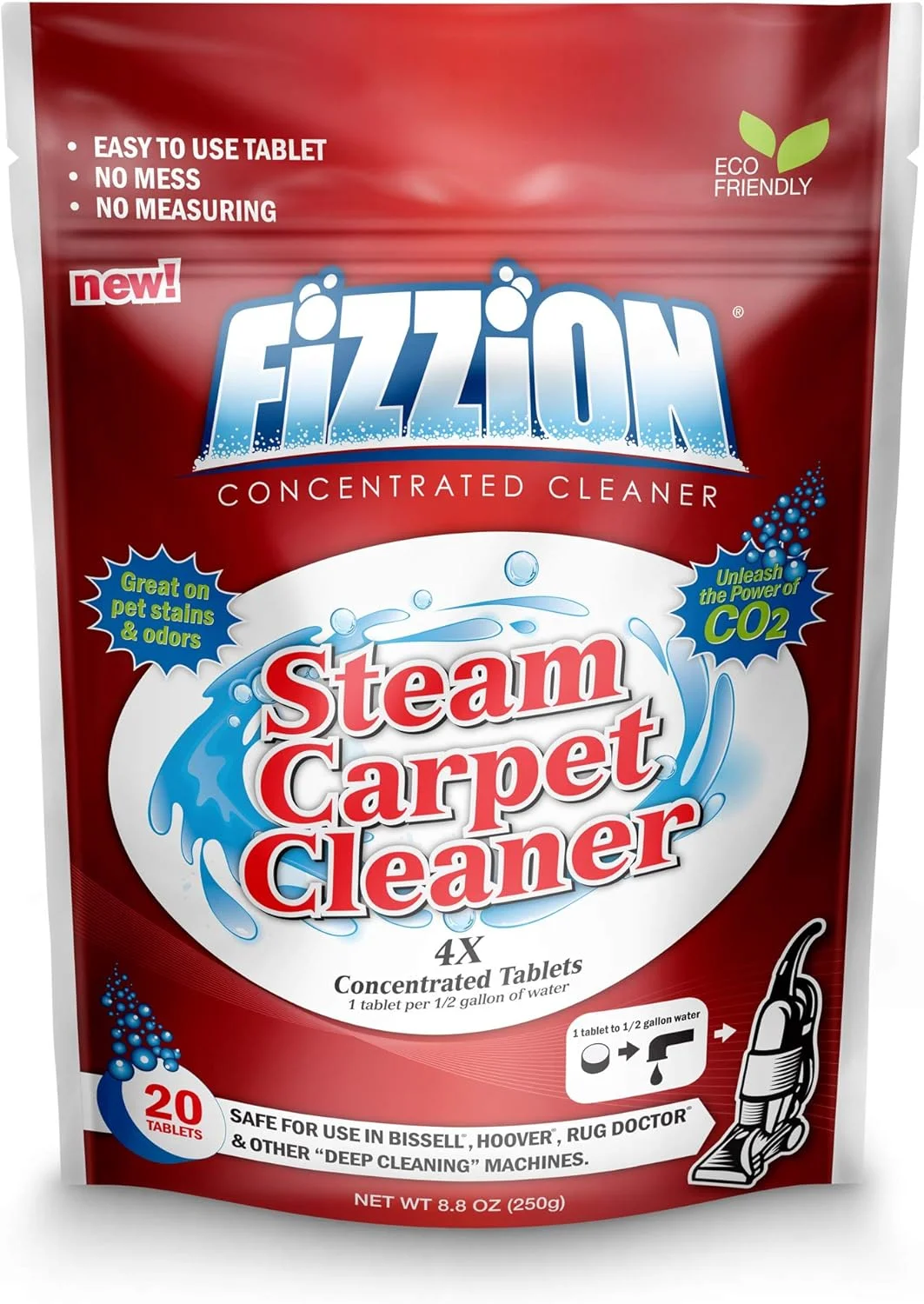 قرص های پاک کننده بخار شوی Fizzion Clean (20 عدد) - پاک کننده لکه فرش، خنثی کننده بو و پاک کننده روکش، 10 گالن محلول می سازد قرص های پاک کننده بخار شوی Fizzion Clean (20 عدد) - پاک کننده لکه فرش، خنثی کننده بو و پاک کننده روکش، 10 گالن محلول می سازد