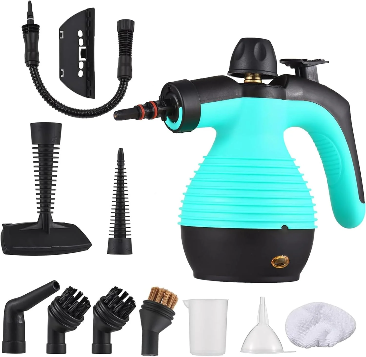 بخارشوی دستی خانگی Foloose، توان 1000 وات، افزایش دمای بالا به همراه سری‌های برس، فنجان اندازه‌گیری برای آشپزخانه، مبلمان، حمام، ماشین، نازل چرخشی 360 درجه برای تمیز کردن نقاط کور