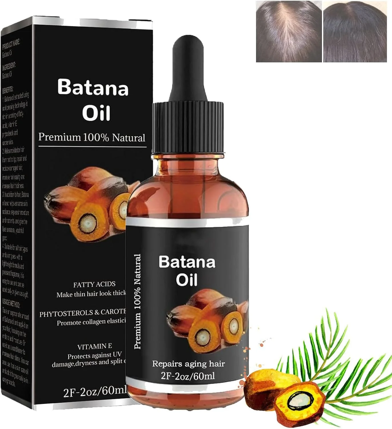 روغن باتانا ارگانیک GIONAR برای رشد سالم مو - افزایش درخشندگی مو و پوست، نرم کننده مو، ارتقاء سلامت برای آقایان و بانوان (1 عدد)