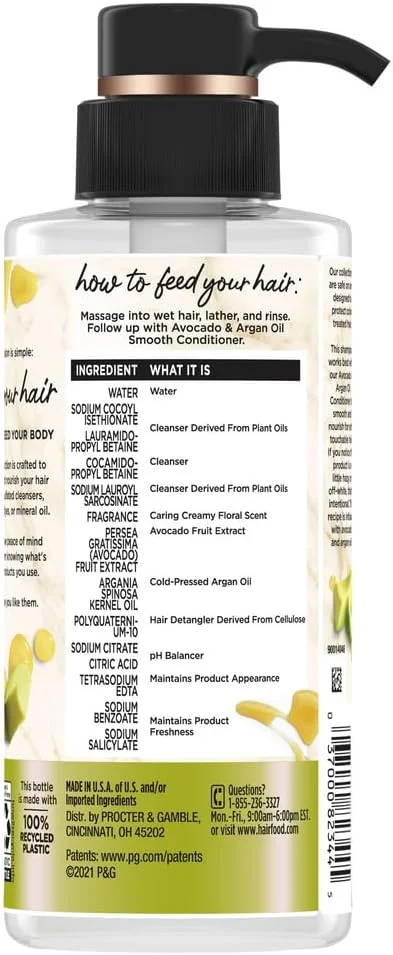 شامپو بدون سولفات مو با آووکادو و روغن آرگان، درمان صاف کننده بدون رنگ، 300 میلی لیتر