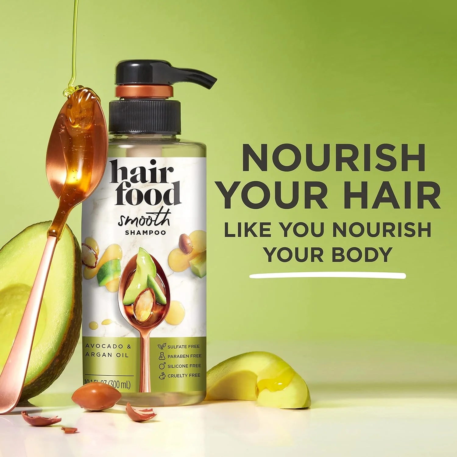 شامپو بدون سولفات مو با آووکادو و روغن آرگان، درمان صاف کننده بدون رنگ، 300 میلی لیتر
