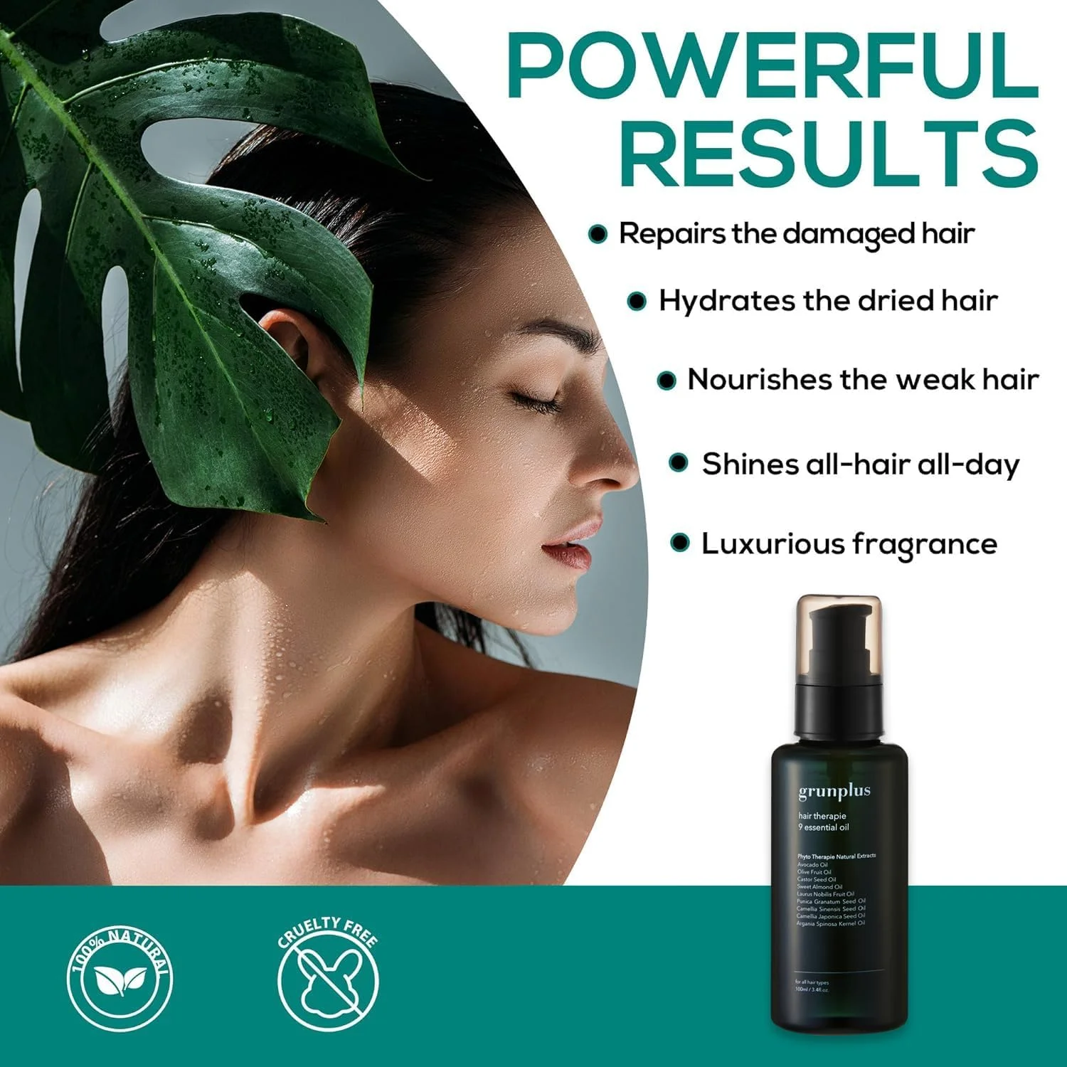 روغن ارگانیک درمان مو - ۱۰۰ میلی لیتر روغن خالص ۱۰۰٪ پرس سرد درجه ممتاز برای انواع مو