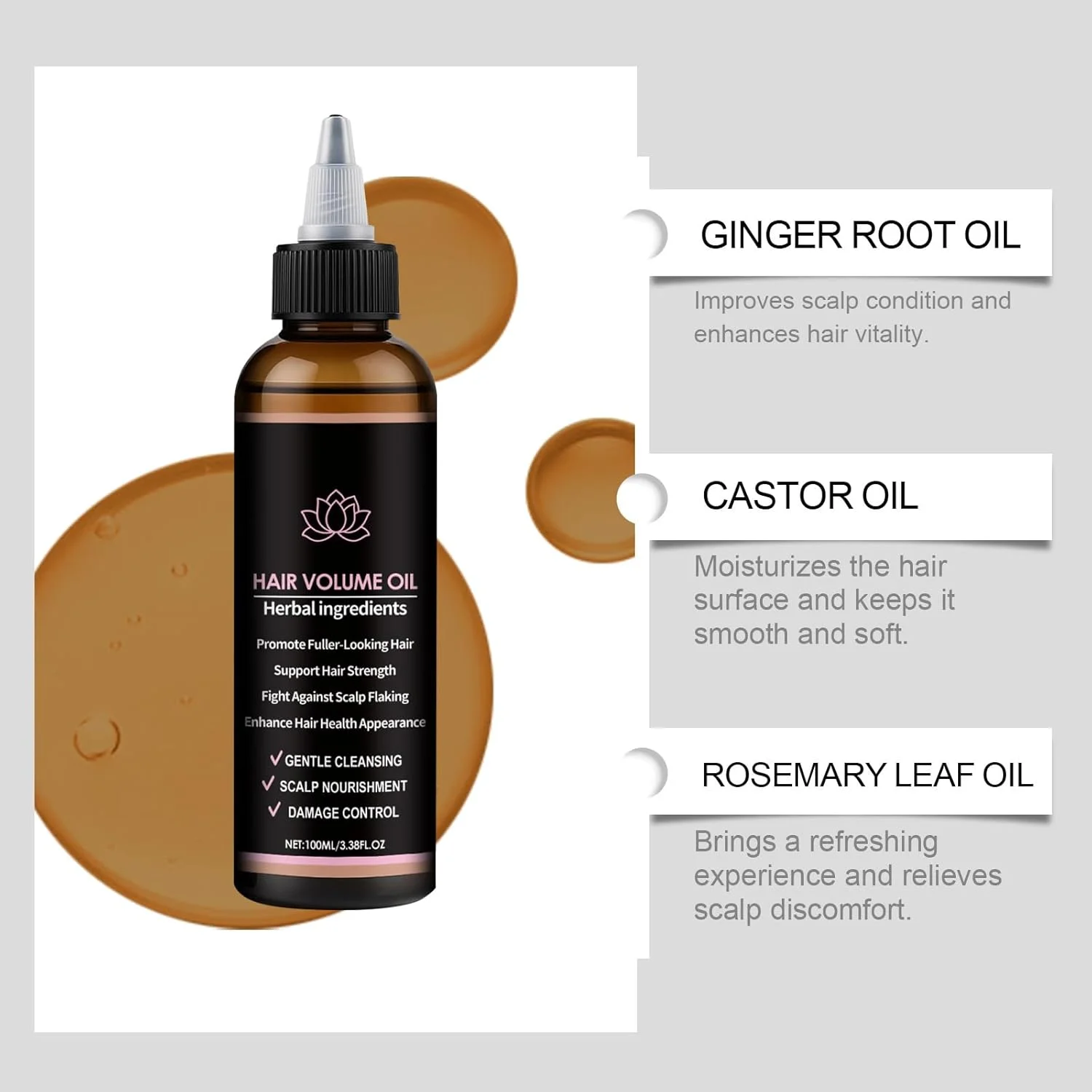 روغن حجم دهنده مو با ترکیبات گیاهی - تغذیه و تقویت کننده پوست سر، سبک و غیر چرب، استفاده روزانه، رایحه تازه، 100 میلی لیتر