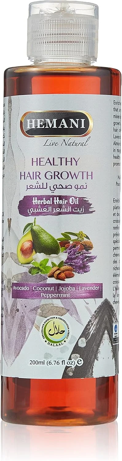 روغن تقویت کننده مو Hemani - 200 میلی لیتر، 100% غنی از ویتامین ها و مواد معدنی ساخته شده با مواد گیاهی، ترویج رشد سالم مو، کاهش ریزش مو و موهای ضخیم تر