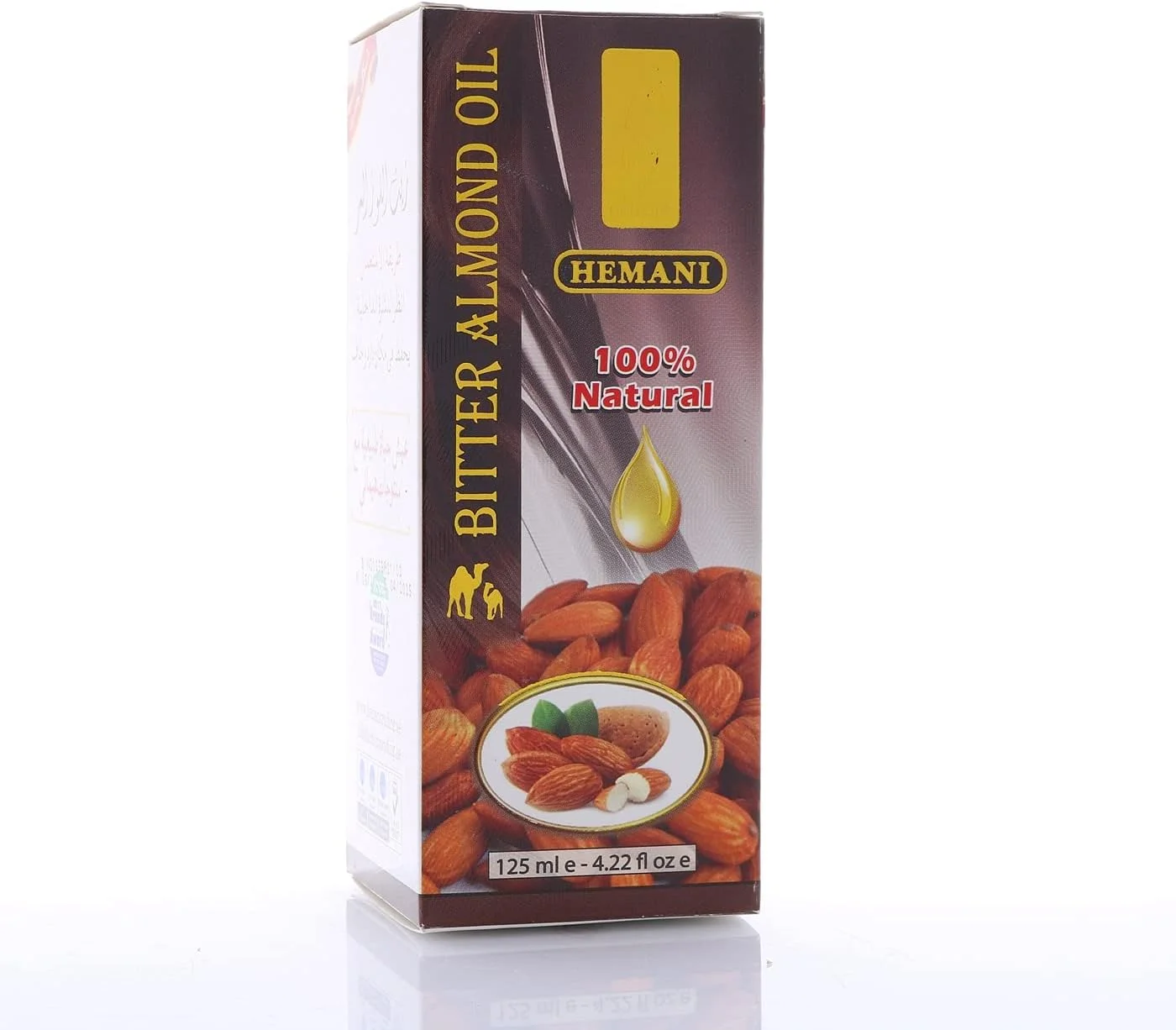روغن بادام تلخ همانی ۱۲۵ میلی لیتر - روغن بادام ۱۰۰٪ طبیعی برای صورت، پوست و مو - مرطوب کننده، تسکین دهنده و التیام بخش پوست خشک - درمان پوست سر برای موهای خشک و تغذیه شده