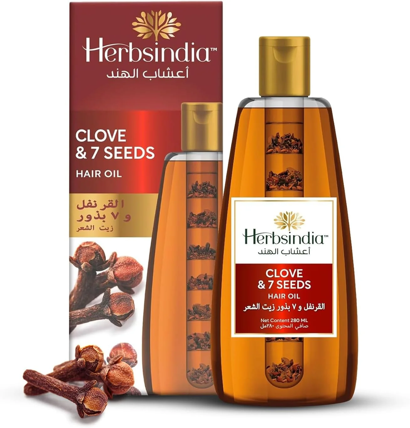 روغن مو میخک و 7 دانه گیاهی هربز ایندیا به همراه تیوب تغذیه کننده | برای موهای ضخیم تر و درخشان تر | فاقد سیلیکون و پارابن | مناسب انواع مو | 180 میلی لیتر