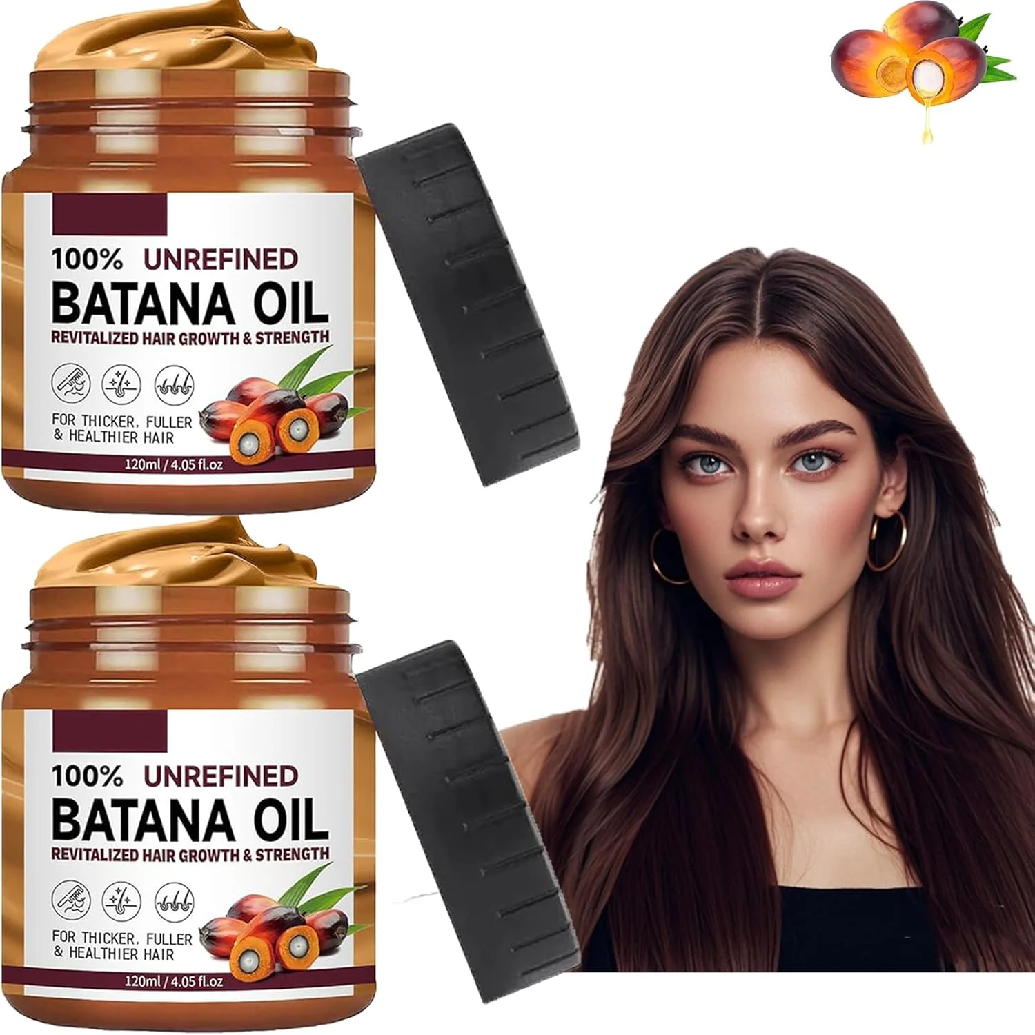 روغن باتانا ارگانیک HIHIDAY برای رشد مو، ۱۰۰٪ طبیعی، نرم کننده باتانا خام از هندوراس، روغن موی ارگانیک برای موهای نازک، ترمیم موهای آسیب دیده، خشک و شکننده (2 عدد)