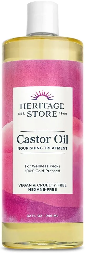 روغن کرچک هریتج استور، درمان مغذی مو، آبرسانی عمیق برای مراقبت سالم از مو، مراقبت از پوست، مژه ها و ابروها، کمپرس روغن کرچک و موارد دیگر، پرس سرد، بدون هگزان، وگان و بدون تست حیوانی، 946 میلی لیتر