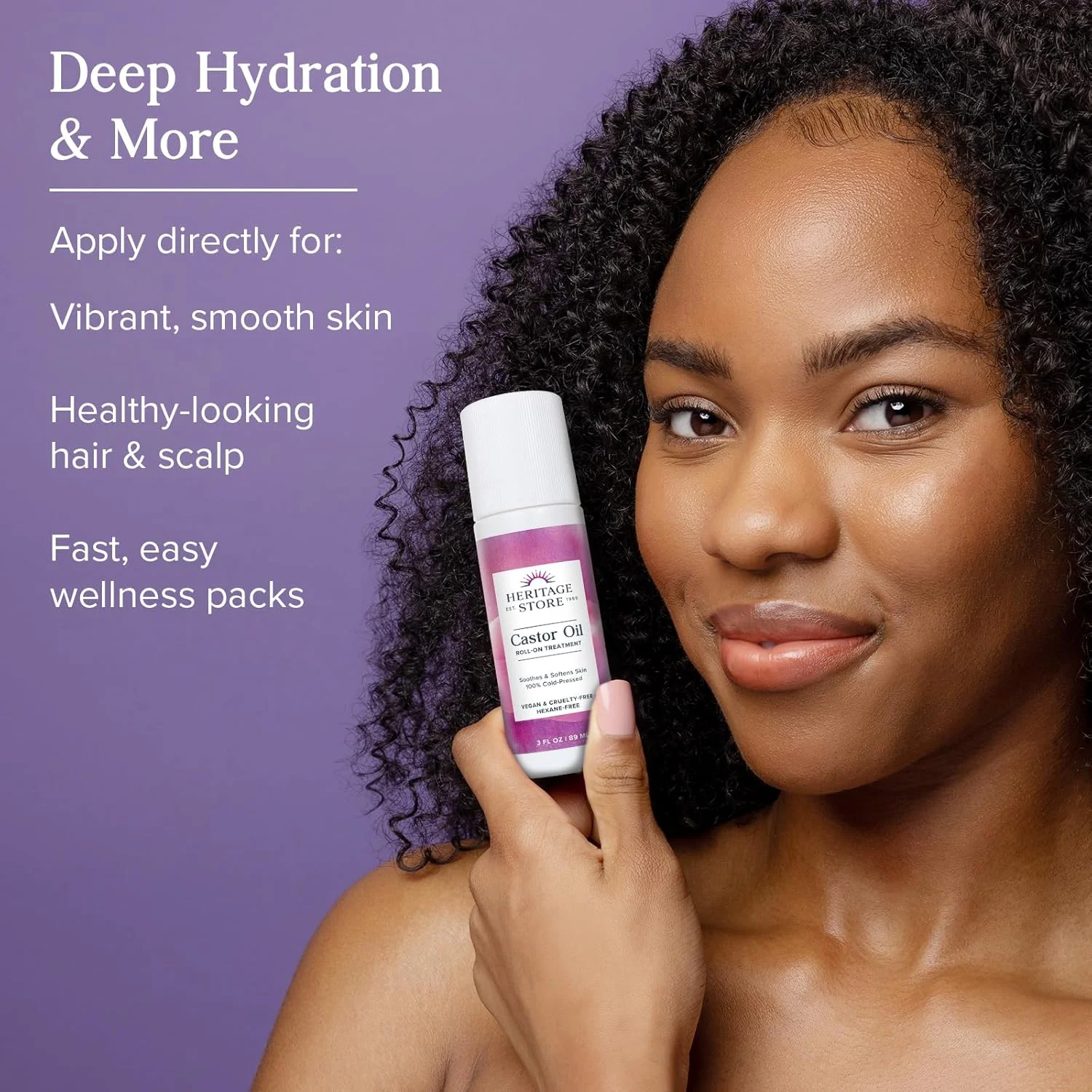 روغن کرچک رولی هریتیج استور - درمان مغذی و آبرسانی هدفمند برای مراقبت از پوست و مو، بسته بندی سریع و آسان روغن کرچک - بدون هگزان، وگان، بدون تست حیوانی، 3 اونس