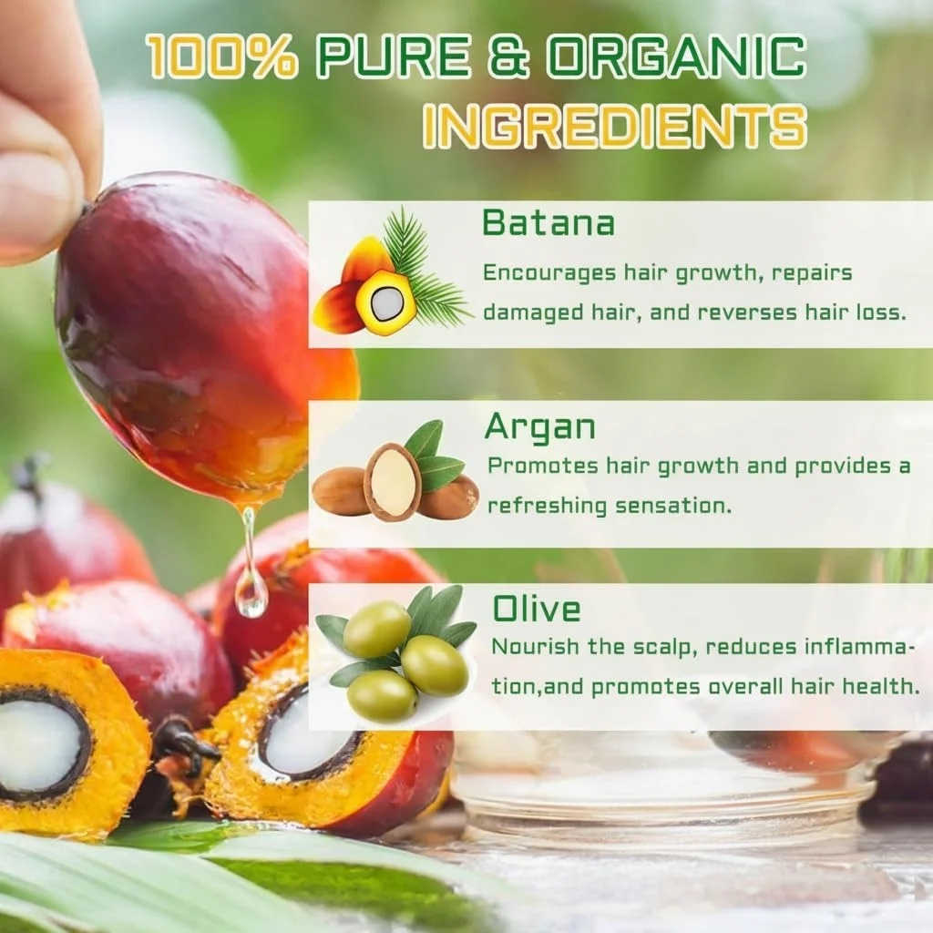 روغن ترمیم کننده مو KASTWAVE، 100% خالص و ارگانیک، روغن مو با نفوذ بالا حاوی روغن آرگان مراکشی، روغن زیتون و روغن باتانا، آبرسانی شدید و کنترل وز، مناسب برای موهای خشک و آسیب دیده