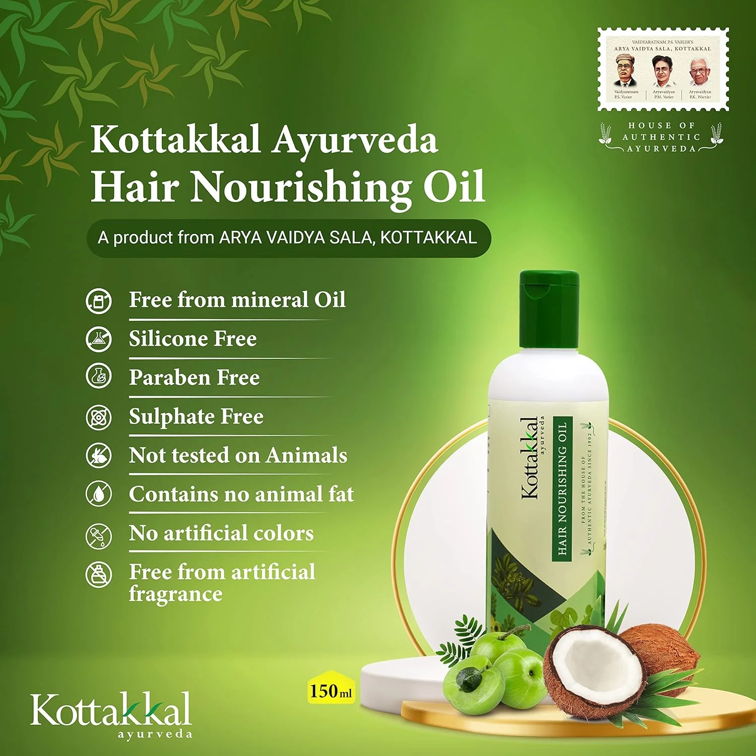 روغن تقویت کننده مو Kottakkal Ayurveda، ۱۵۰ میلی لیتر