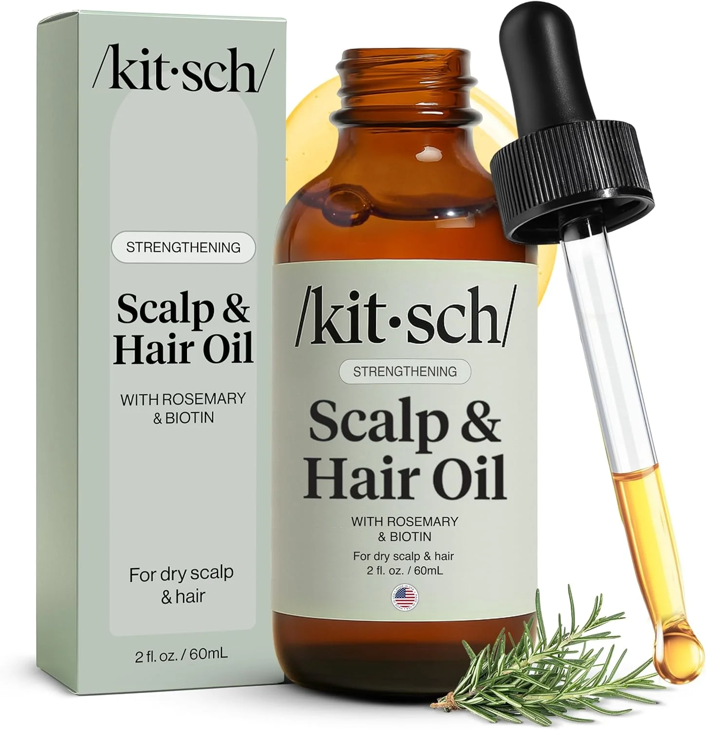روغن رزماری کیچ برای مو و پوست سر - روغن پوست سر قبل از شستشو با بیوتین برای پوست سر و موی سالم و متعادل، سرم رشد مو و روغن مو قبل از شامپو با رایحه اسطوخودوس و بطری بازیافتی، 60 میلی لیتر