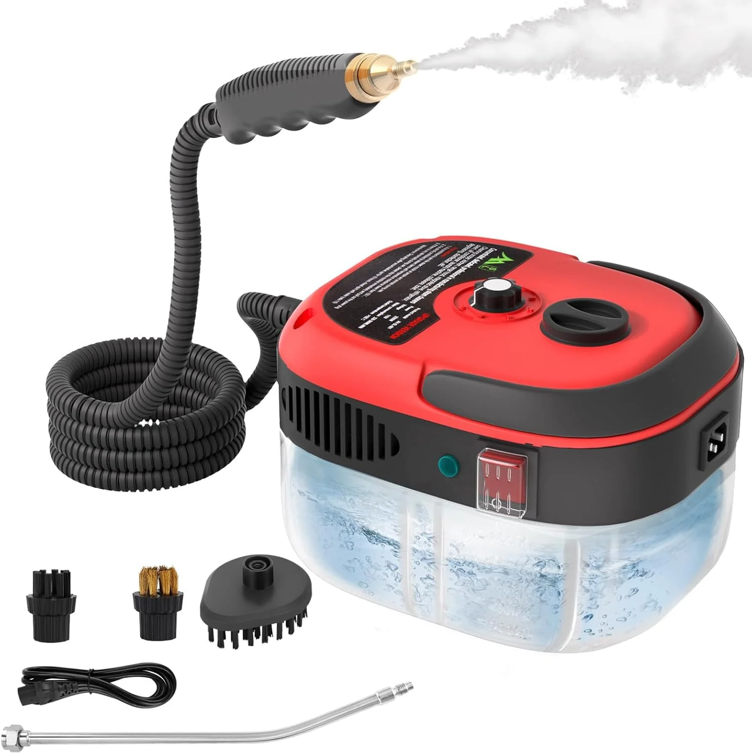 بخارشوی دستی، 2500 وات، فشار قوی با دمای بالا، بخارشوی قابل حمل خودرو با سری های برس، قرمز بخارشوی دستی، 2500 وات، فشار قوی با دمای بالا، بخارشوی قابل حمل خودرو با سری های برس، قرمز