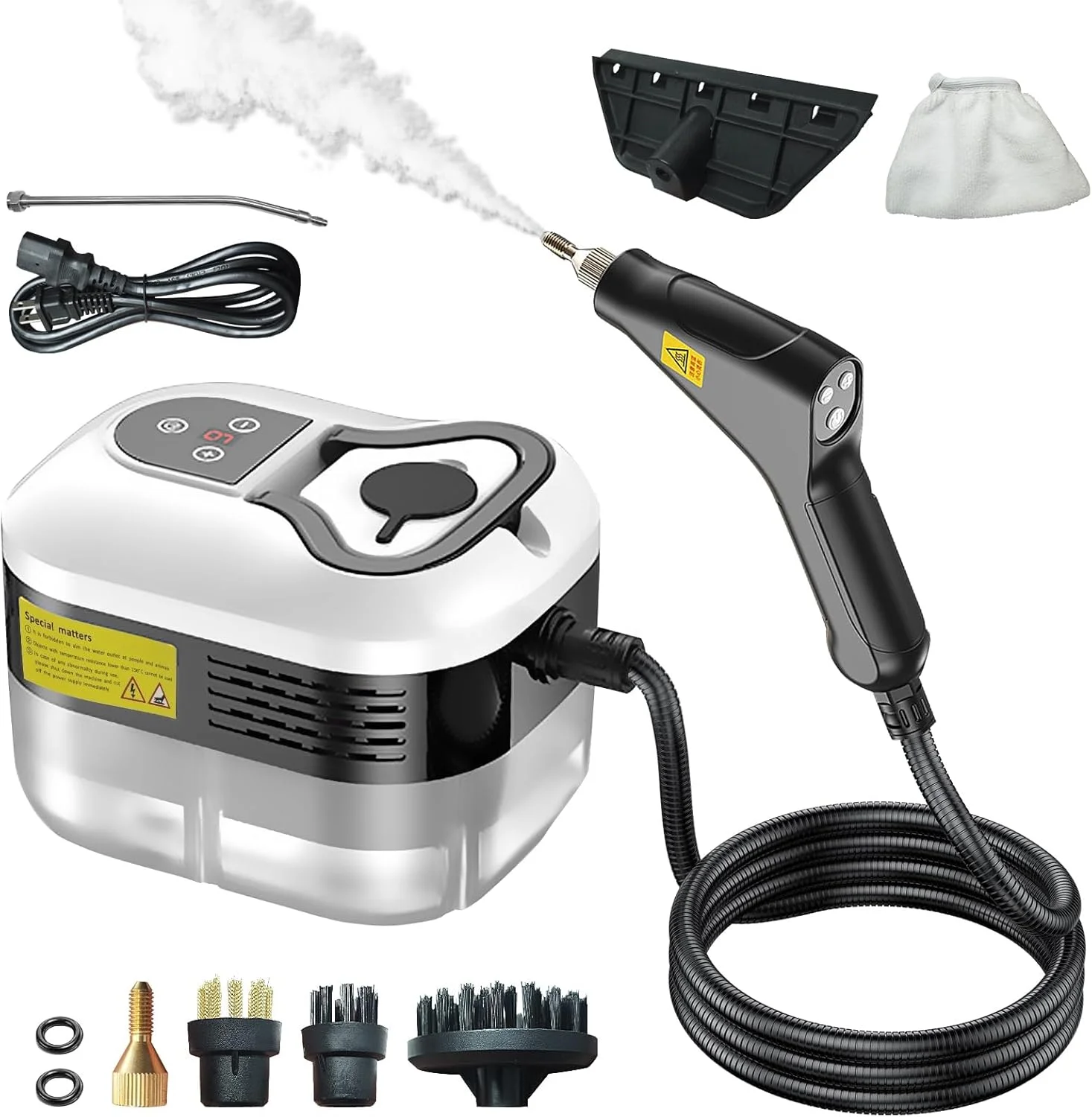 دستگاه بخارشوی دستی، 2500 وات، دستگاه تمیز کننده پرفشار با دمای بالا برای مبل، خودرو، کف، سفید دستگاه بخارشوی دستی، 2500 وات، دستگاه تمیز کننده پرفشار با دمای بالا برای مبل، خودرو، کف، سفید