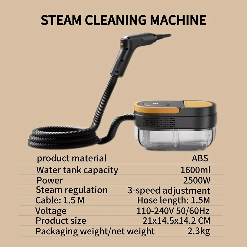 بخارشوی دستی، دسته قابل تنظیم 3 حالته، بخارشوی قابل حمل برای منزل، خودرو، آشپزخانه، مبلمان، کف، دیوار، حمام، تمیز کردن پنجره، مخزن 1.6 لیتری، به همراه 9 قطعه لوازم جانبی (زرد) بخارشوی دستی، دسته قابل تنظیم 3 حالته، بخارشوی قابل حمل برای منزل، خودرو، آشپزخانه، مبلمان، کف، دیوار، حمام، تمیز کردن پنجره، مخزن 1.6 لیتری، به همراه 9 قطعه لوازم جانبی (زرد)