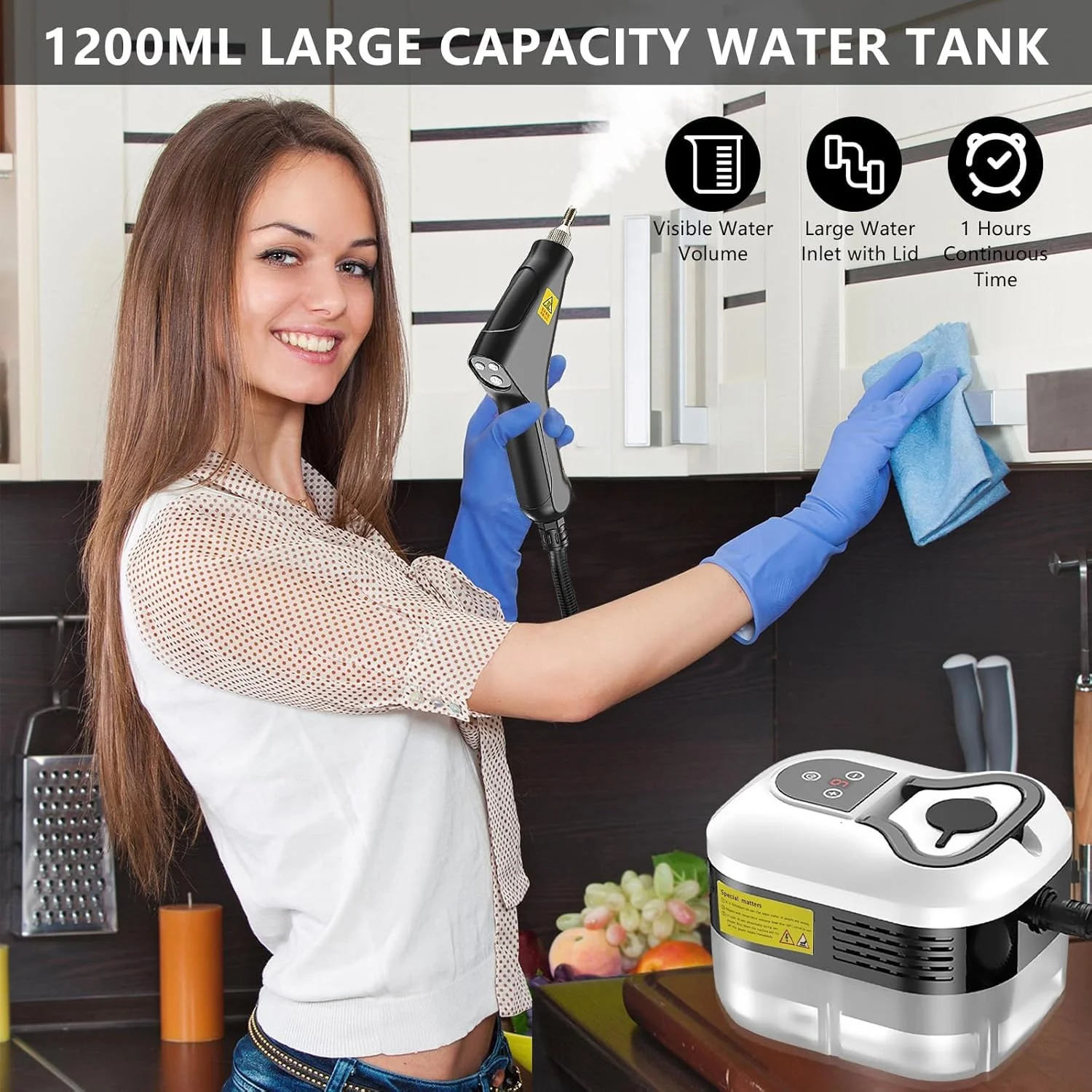 دستگاه بخارشوی دستی، 2500 وات، دستگاه تمیز کننده پرفشار با دمای بالا برای مبل، خودرو، کف، سفید دستگاه بخارشوی دستی، 2500 وات، دستگاه تمیز کننده پرفشار با دمای بالا برای مبل، خودرو، کف، سفید