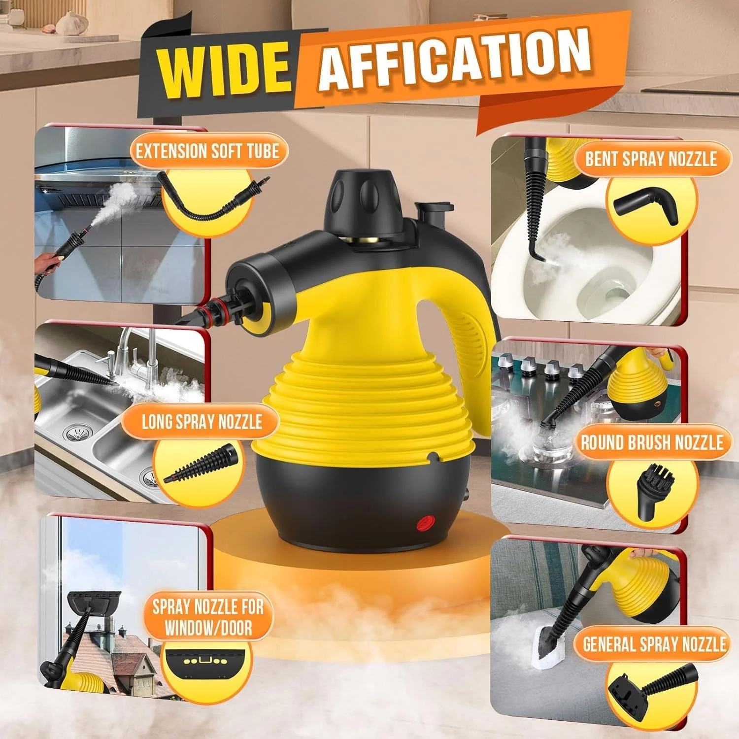 بخارشوی دستی HELEE با 9 قطعه لوازم جانبی، بخارشوی چند منظوره با قفل ایمنی، برس، شیشه پاک کن، مناسب برای خودرو، آشپزخانه، مبلمان، کاشی، 350 میلی لیتر، سیم برق 3 متری بخارشوی دستی HELEE با 9 قطعه لوازم جانبی، بخارشوی چند منظوره با قفل ایمنی، برس، شیشه پاک کن، مناسب برای خودرو، آشپزخانه، مبلمان، کاشی، 350 میلی لیتر، سیم برق 3 متری