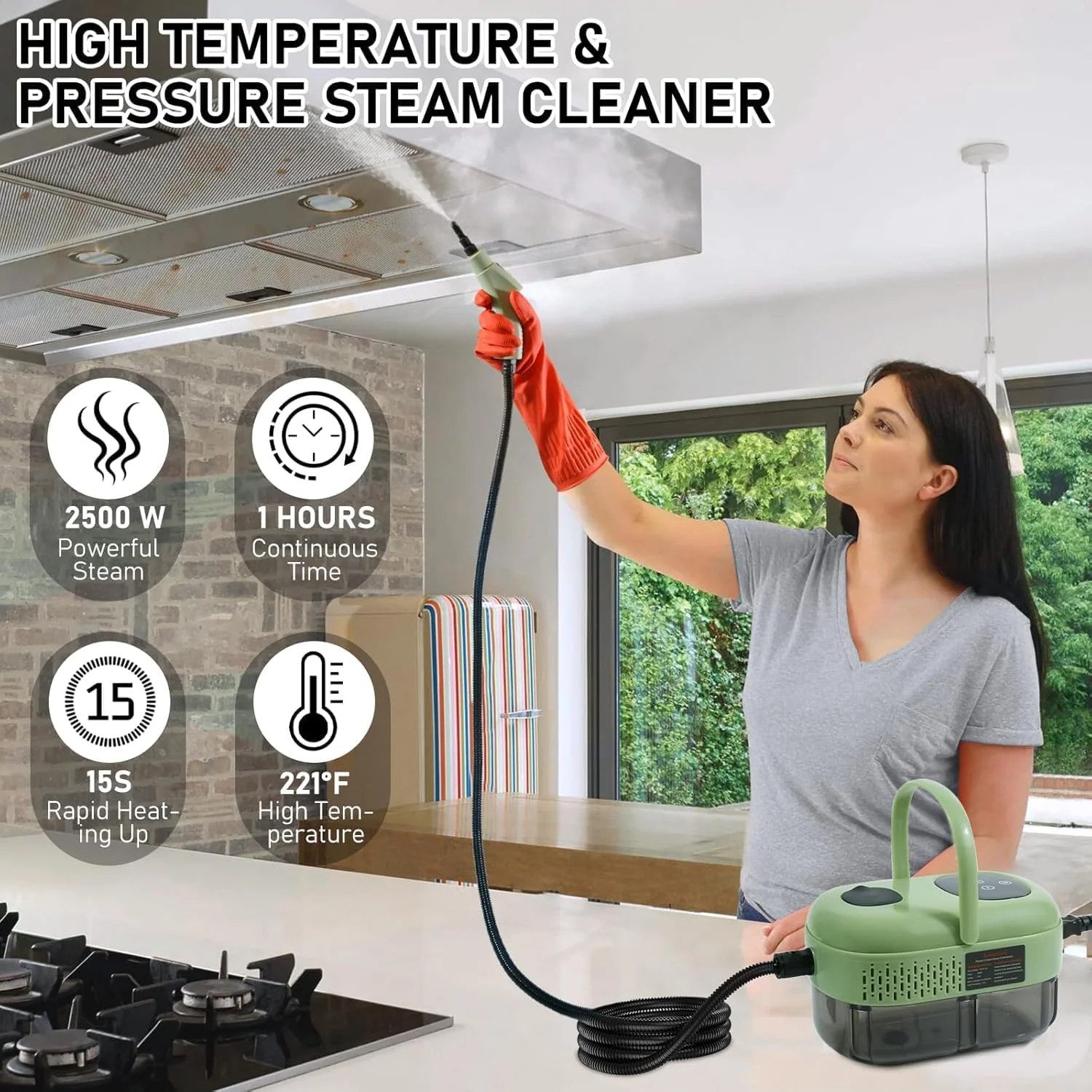 بخارشوی دستی HELEE، بخارشوی چند منظوره فشار قوی، 2500 وات | 1000 میلی لیتر، گرم شدن سریع 10 ثانیه ای، تنظیم 6 دنده، دارای برس، شیشه پاک کن، برای خودرو، آشپزخانه، مبلمان و کاشی (سفید) بخارشوی دستی HELEE، بخارشوی چند منظوره فشار قوی، 2500 وات | 1000 میلی لیتر، گرم شدن سریع 10 ثانیه ای، تنظیم 6 دنده، دارای برس، شیشه پاک کن، برای خودرو، آشپزخانه، مبلمان و کاشی (سفید)