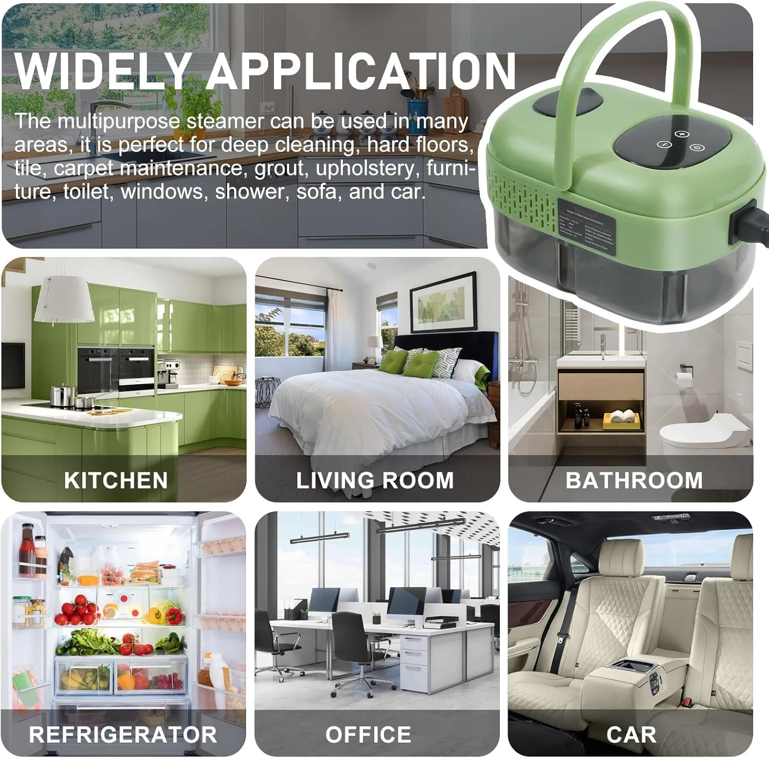 بخارشوی دستی HELEE، بخارشوی چند منظوره فشار قوی، 2500 وات | 1000 میلی لیتر، گرم شدن سریع 10 ثانیه ای با 6 حالت قابل تنظیم، دارای برس، شیشه پاک کن، برای خودرو، آشپزخانه، مبلمان و کاشی (سبز) بخارشوی دستی HELEE، بخارشوی چند منظوره فشار قوی، 2500 وات | 1000 میلی لیتر، گرم شدن سریع 10 ثانیه ای با 6 حالت قابل تنظیم، دارای برس، شیشه پاک کن، برای خودرو، آشپزخانه، مبلمان و کاشی (سبز)