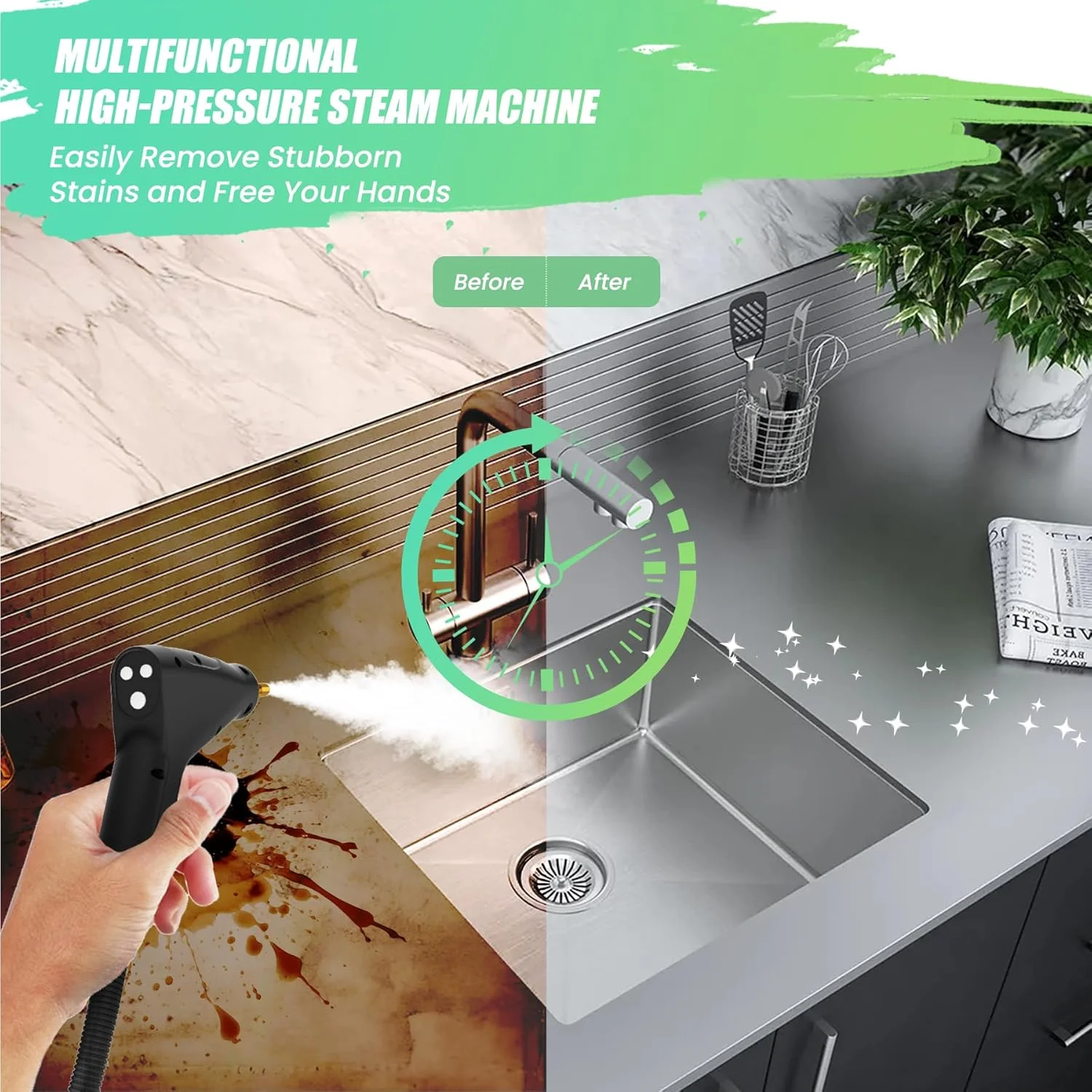 بخارشوی 2500 واتی برای مصارف خانگی، بخارشوی دستی 1.2 لیتری خودرو با 4 برس، بخارشوی پرفشار 6 سرعته برای تمیز کردن تمام سطوح، مناسب برای تمیزکاری دقیق مبلمان آشپزخانه، منزل و خودرو بخارشوی 2500 واتی برای مصارف خانگی، بخارشوی دستی 1.2 لیتری خودرو با 4 برس، بخارشوی پرفشار 6 سرعته برای تمیز کردن تمام سطوح، مناسب برای تمیزکاری دقیق مبلمان آشپزخانه، منزل و خودرو