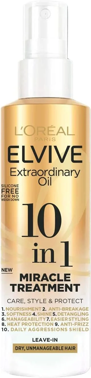 اسپری مو لورآل Elvive Extraordinary Oil 10 در 1 معجزه آسا برای موهای خشک و غیرقابل کنترل 150 میلی لیتر