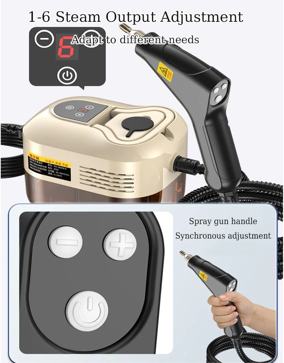 بخارشوی دستی با صفحه لمسی، بخارشوی فشار قوی (105 درجه سانتیگراد/4.5 بار) برای مبلمان، خودرو، آشپزخانه، حمام، درزگیر و کاشی، 6 سطح بخار قابل تنظیم، مخزن آب 1200 میلی لیتری بخارشوی دستی با صفحه لمسی، بخارشوی فشار قوی (105 درجه سانتیگراد/4.5 بار) برای مبلمان، خودرو، آشپزخانه، حمام، درزگیر و کاشی، 6 سطح بخار قابل تنظیم، مخزن آب 1200 میلی لیتری