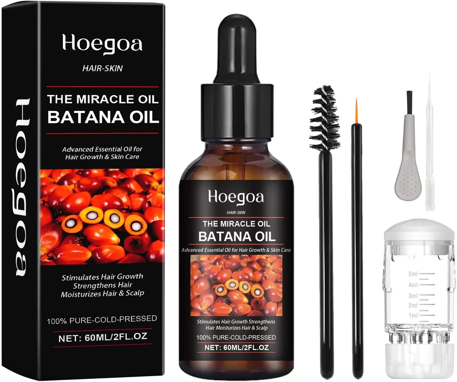 روغن باتانا برای رشد مو - روغن باتانا ارگانیک به همراه اپلیکاتور پوست سر و برس، تقویت کننده مو و از بین برنده شکنندگی، بهبود بافت و درخشندگی مو - 60 میلی لیتر