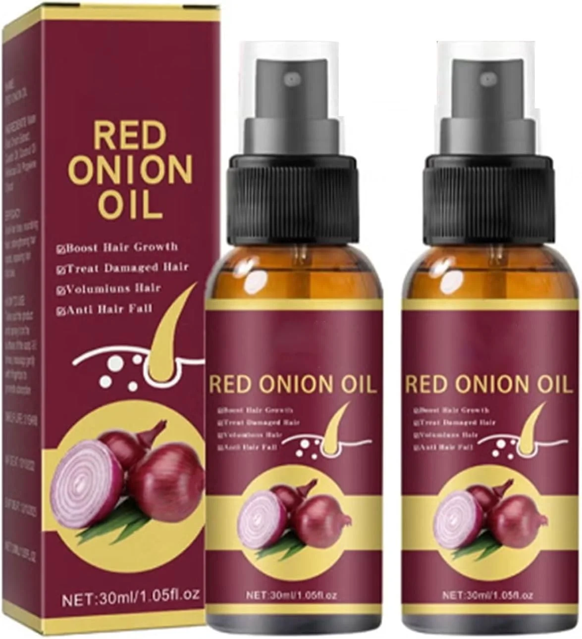 روغن مو پیاز قرمز ممتاز Makbeaty، اسپری ضخیم کننده پیاز 30 میلی لیتری روغن مو با عصاره پیاز، محصولات رشد مو پیاز برای مردان و زنان، رشد سریع ضد ریزش مو (2 عدد)
