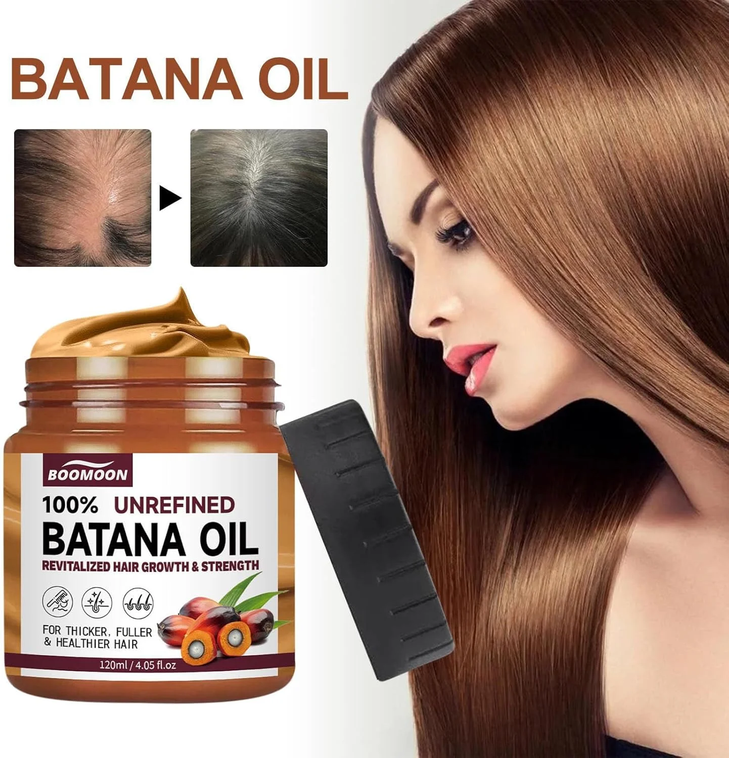 روغن باتانا MEWELL برای رشد مو - ۱۰۰٪ ارگانیک تصفیه نشده برای موهای سالم تر، ضخیم تر و پرپشت تر - هدیه ای عالی برای خانم ها و آقایان