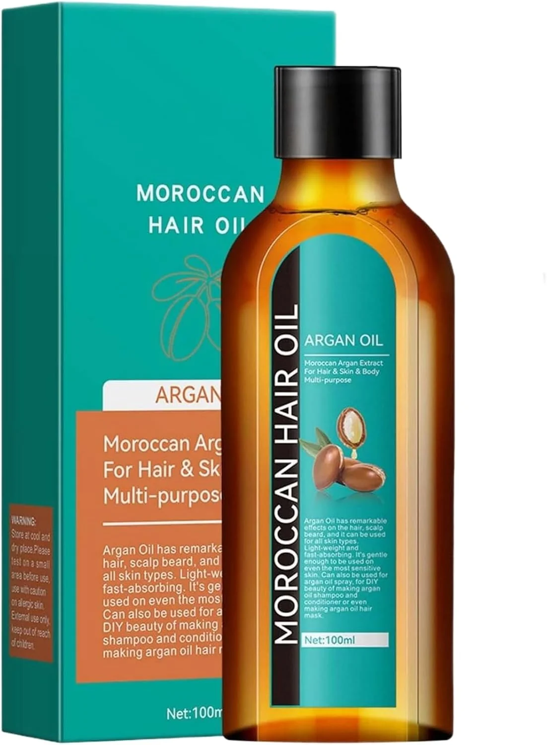 روغن آرگان مراکشی، روغن مغذی ماندگار برای موهای خشک و آسیب دیده، پوست، صورت، بدن و پوست سر - فرمول سبک برای ترمیم و آبرسانی (100 میلی لیتر)