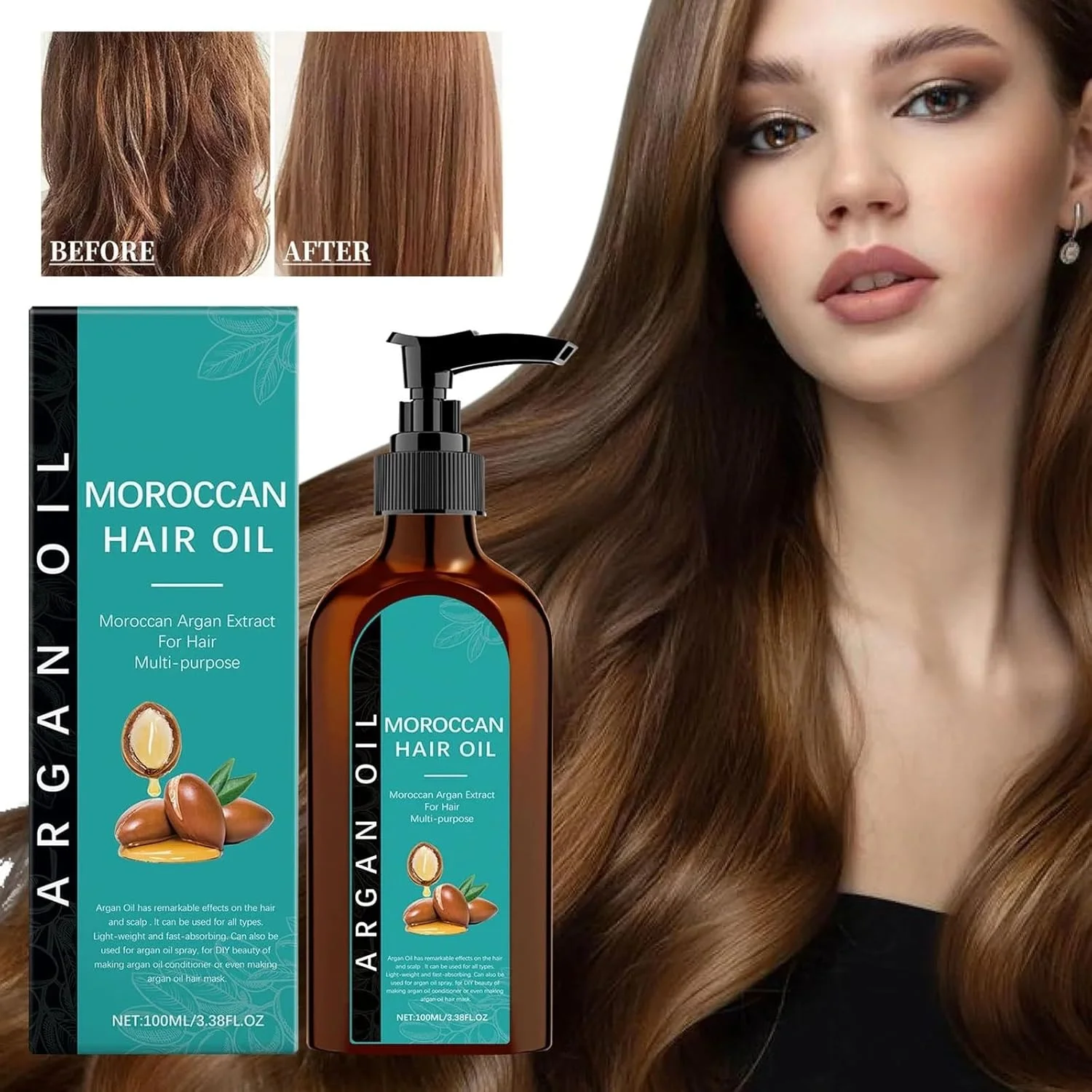 روغن آرگان مراکشی برای مو - درخشش را باز می گرداند، موخوره را ترمیم می کند، با وز شدن مو مبارزه می کند، فرمول عمیقا مرطوب کننده برای موهای ابریشمی و صاف، ایده آل برای حالت دادن و حفظ سلامت روزانه مو