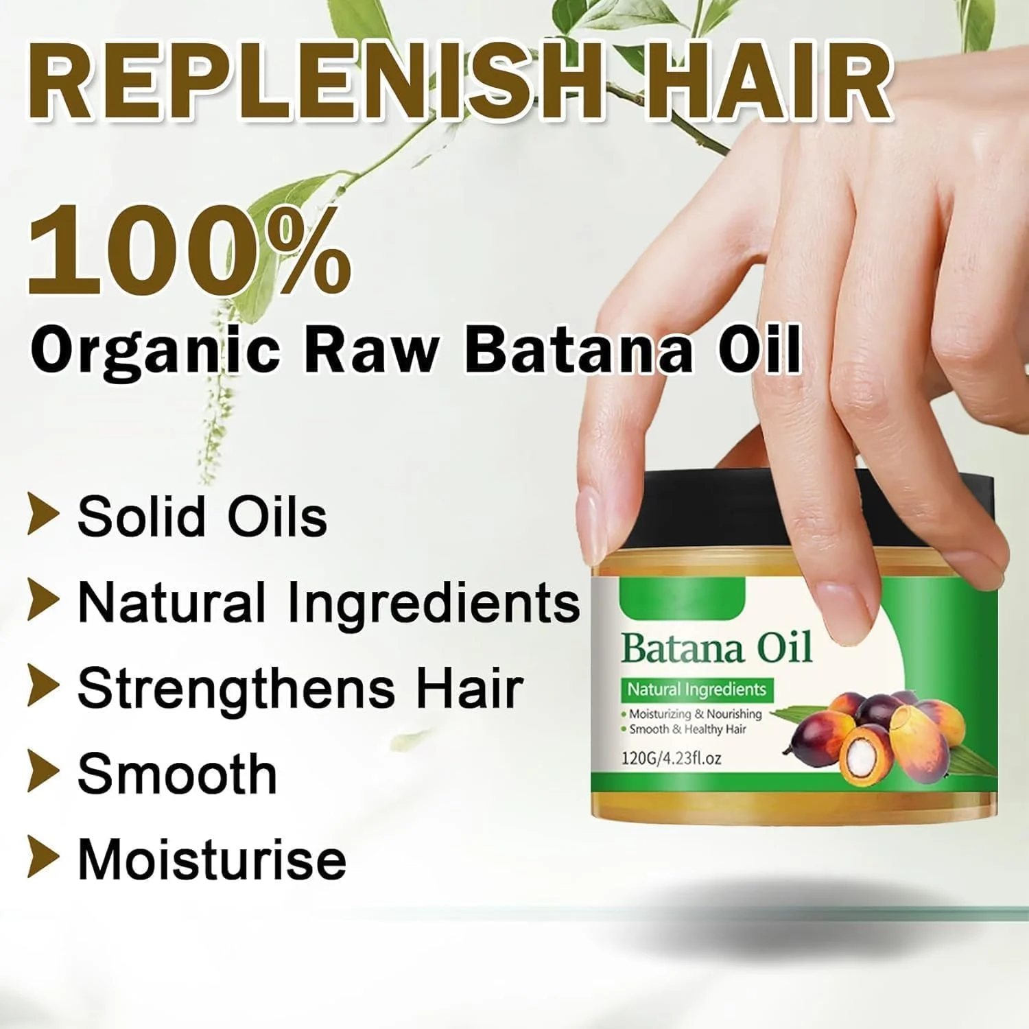 روغن باتانا خام ۱۰۰٪ ارگانیک برای ترمیم و رشد مو، فرمول وگان خالص که عمیقا آبرسانی کرده و درخشش را باز می گرداند، راه حل طبیعی مراقبت از مو برای مردان و زنان، درمان مغذی ۱۲۵ میلی لیتری