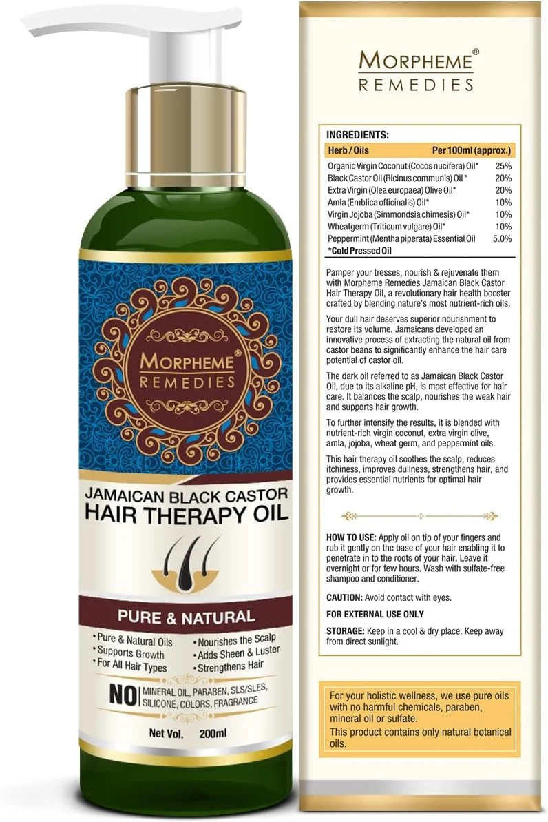 روغن تقویت کننده مو کرچک سیاه Morpheme Remedies - محرک رشد مو - کنترل ریزش مو - بدون روغن معدنی و سیلیکون - 200 میلی لیتر