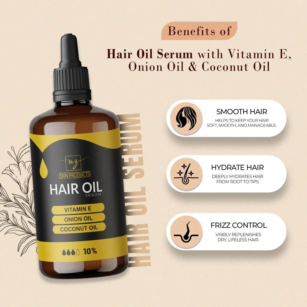 سرم روغن مو برای پوست سر برای زنان و مردان - ۱۰۰ میلی لیتر | غنی شده با روغن بادام، جوجوبا، کرچک، نارگیل و ویتامین ای | از بین برنده وز مو | مراقبت از موخوره | استفاده منظم برای موهای زیرپوستی