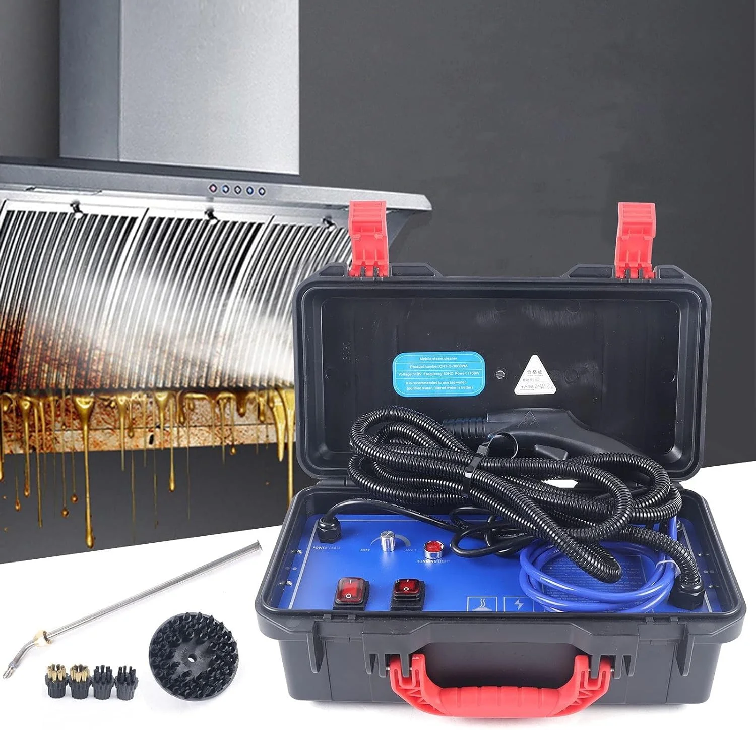 بخارشوی پرفشار چند منظوره، قابل حمل، تمیز کننده با دمای بالا برای هود، خودرو، سرویس بهداشتی، #1700w (#1700w) بخارشوی پرفشار چند منظوره، قابل حمل، تمیز کننده با دمای بالا برای هود، خودرو، سرویس بهداشتی، #1700w (#1700w)