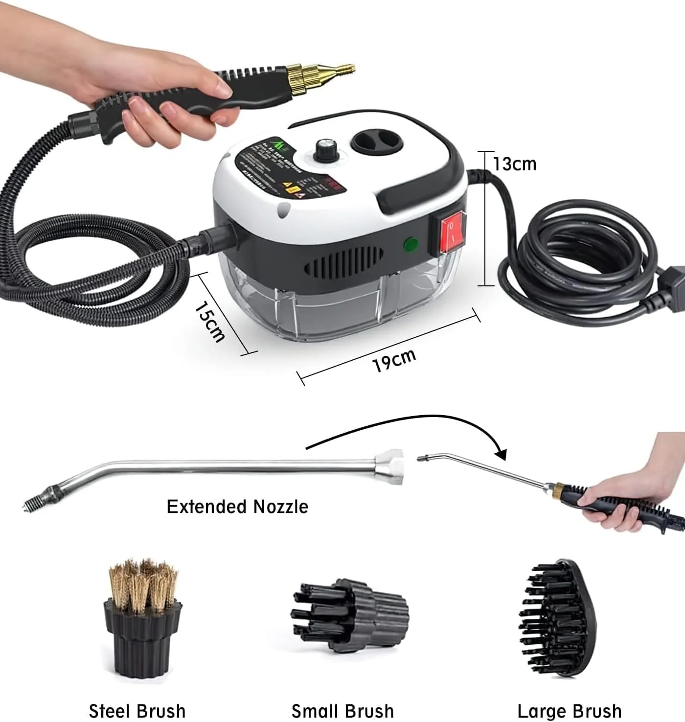 دستگاه بخارشوی خانگی، 2500 وات، دمای بالا و فشار قوی، طراحی آسان برای نگهداری و ضد نشت، مناسب برای استفاده در منزل، ایده آل برای آشپزخانه، کاشی و سرامیک (سفید)